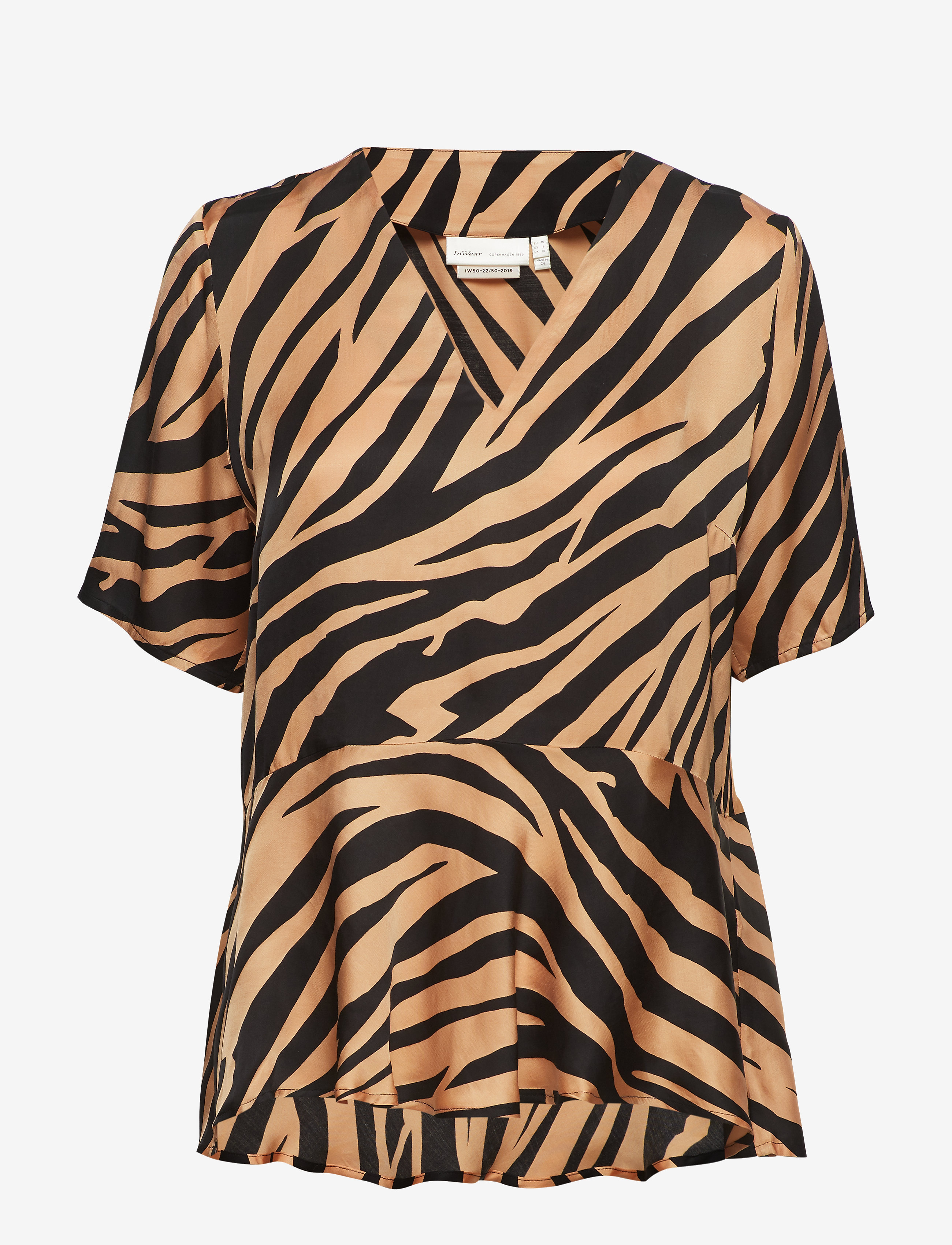 InWear IW50 22 TurlingtonIW Top - Bluser - LARGE ANIMAL STRIPES / brown