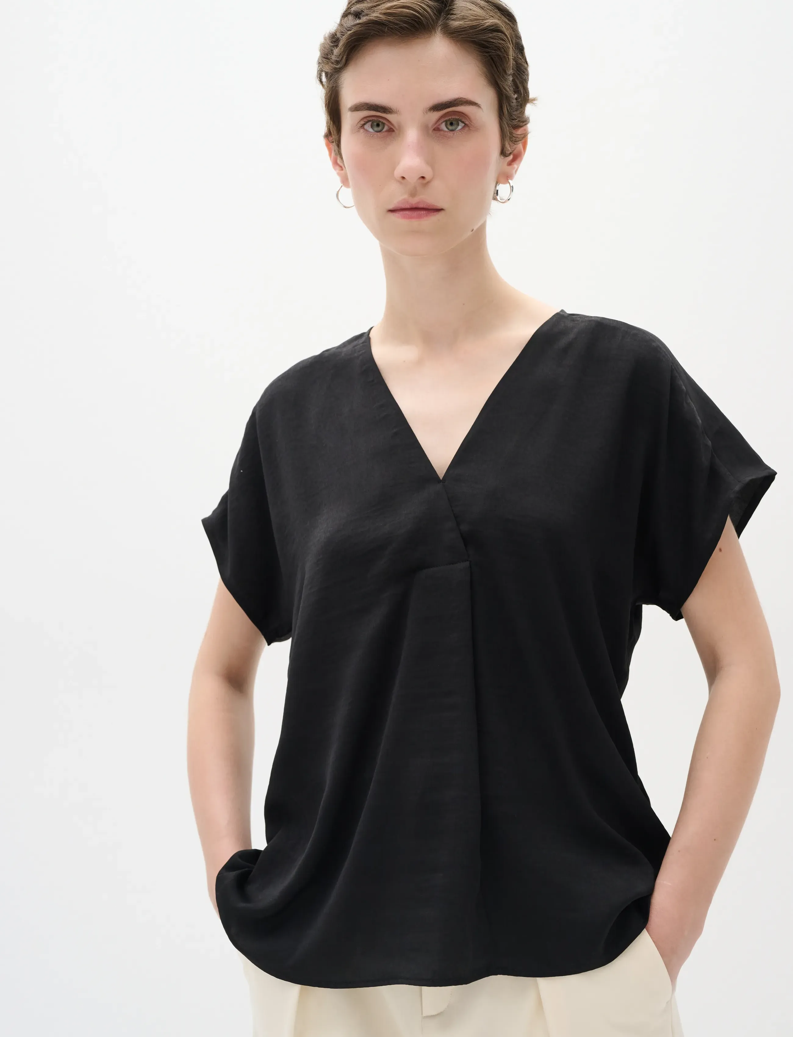 InWear Rindaiw Top, 38, Black, Bluser > Kortærmede, Dame