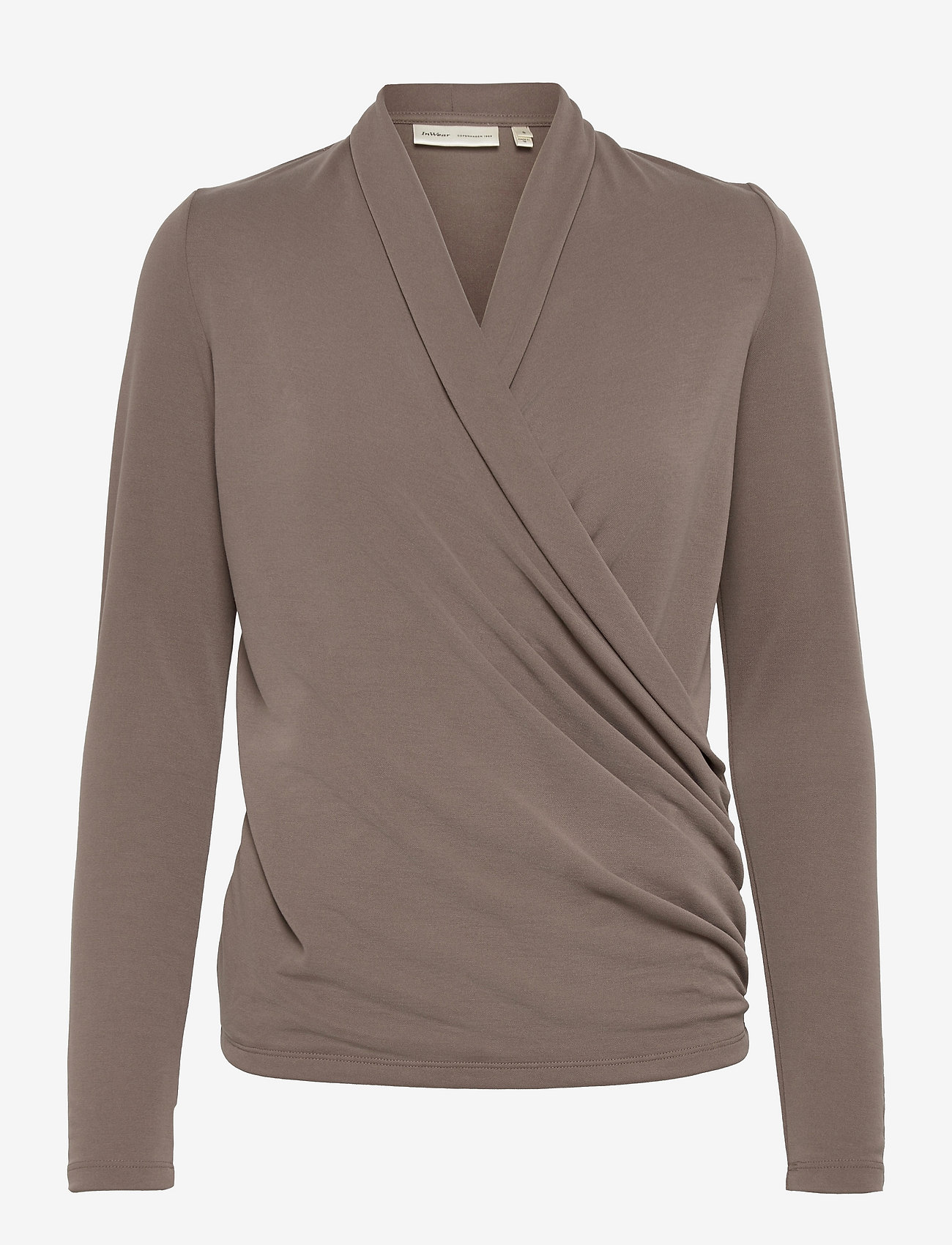 InWear - AlanoIW Wrap Blouse - long-sleeved blouses - sandy grey - 0