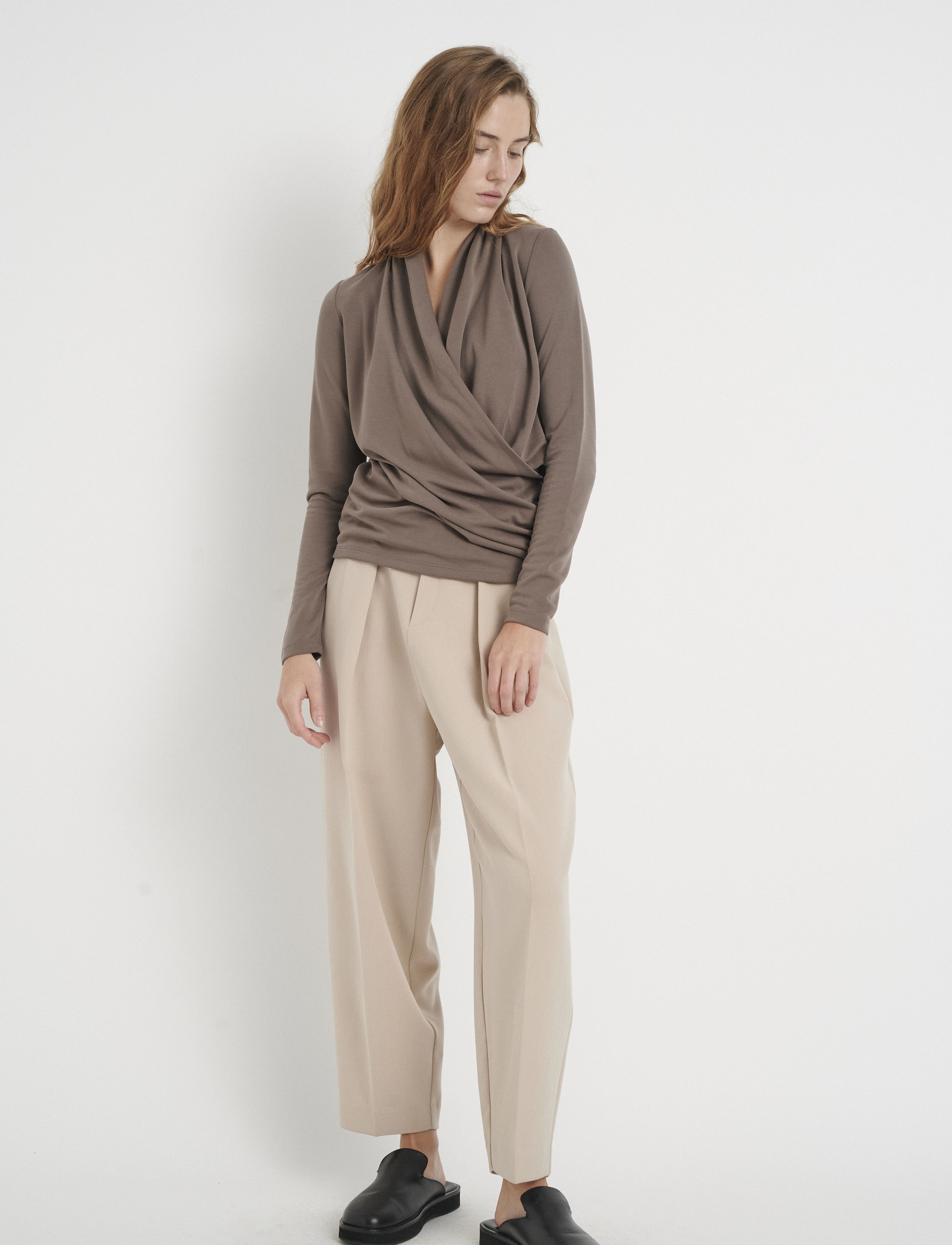 InWear - AlanoIW Wrap Blouse - langärmlige blusen - sandy grey - 4