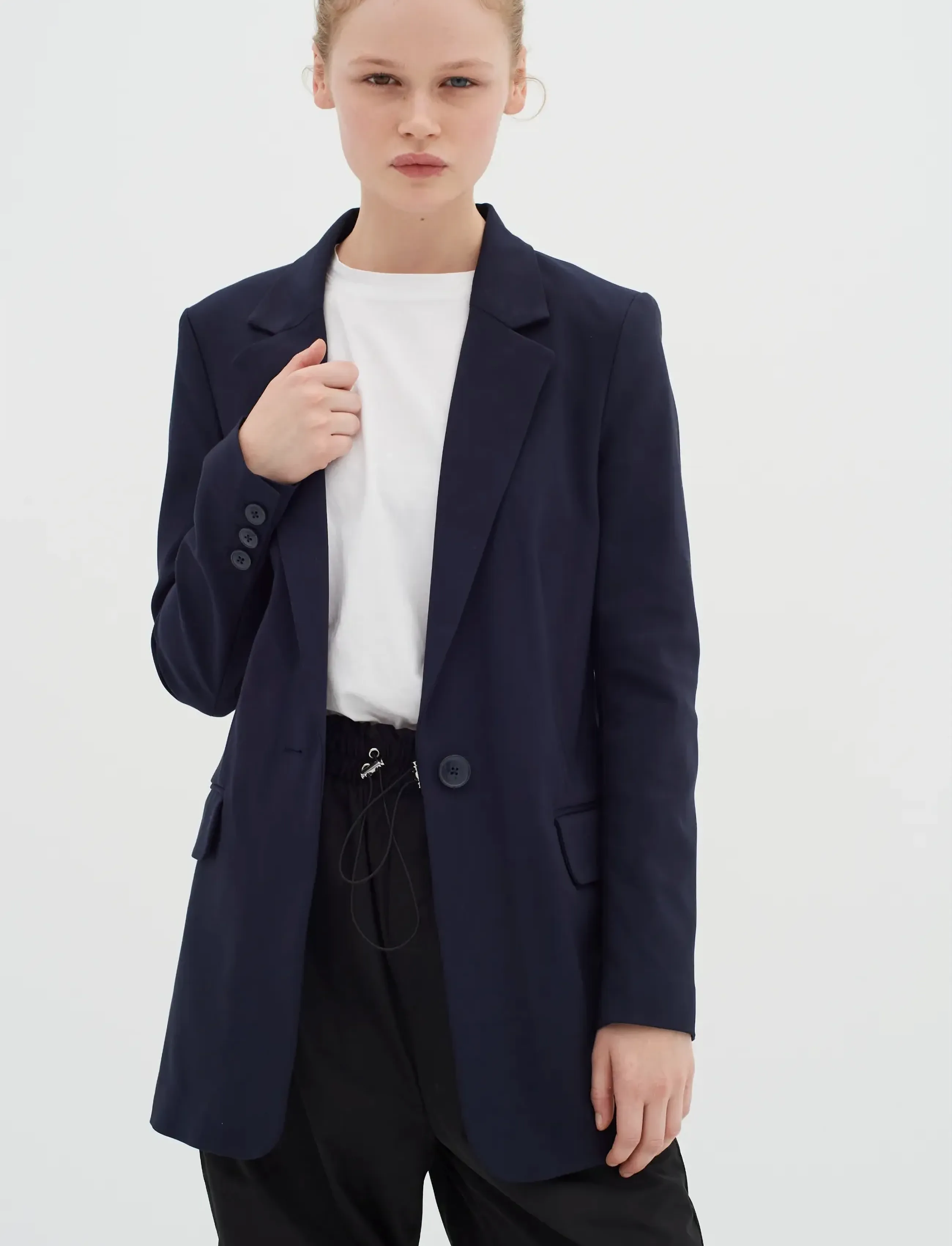 InWear Zellaiw Long Blazer, Kvinder, Lang Blazer, Navy, Str: 34