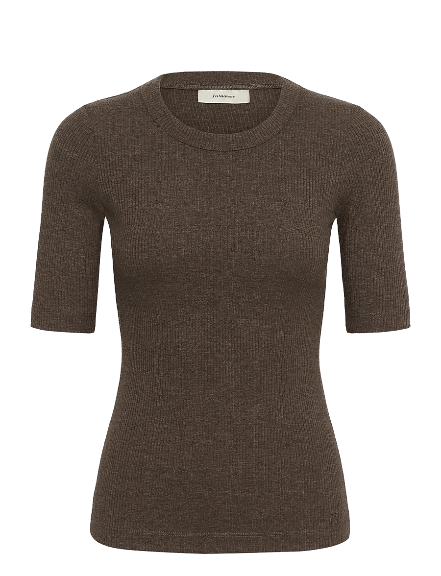InWear - DagnaIW Melange T-Shirt - t-shirts - chocolate brown melange - 0