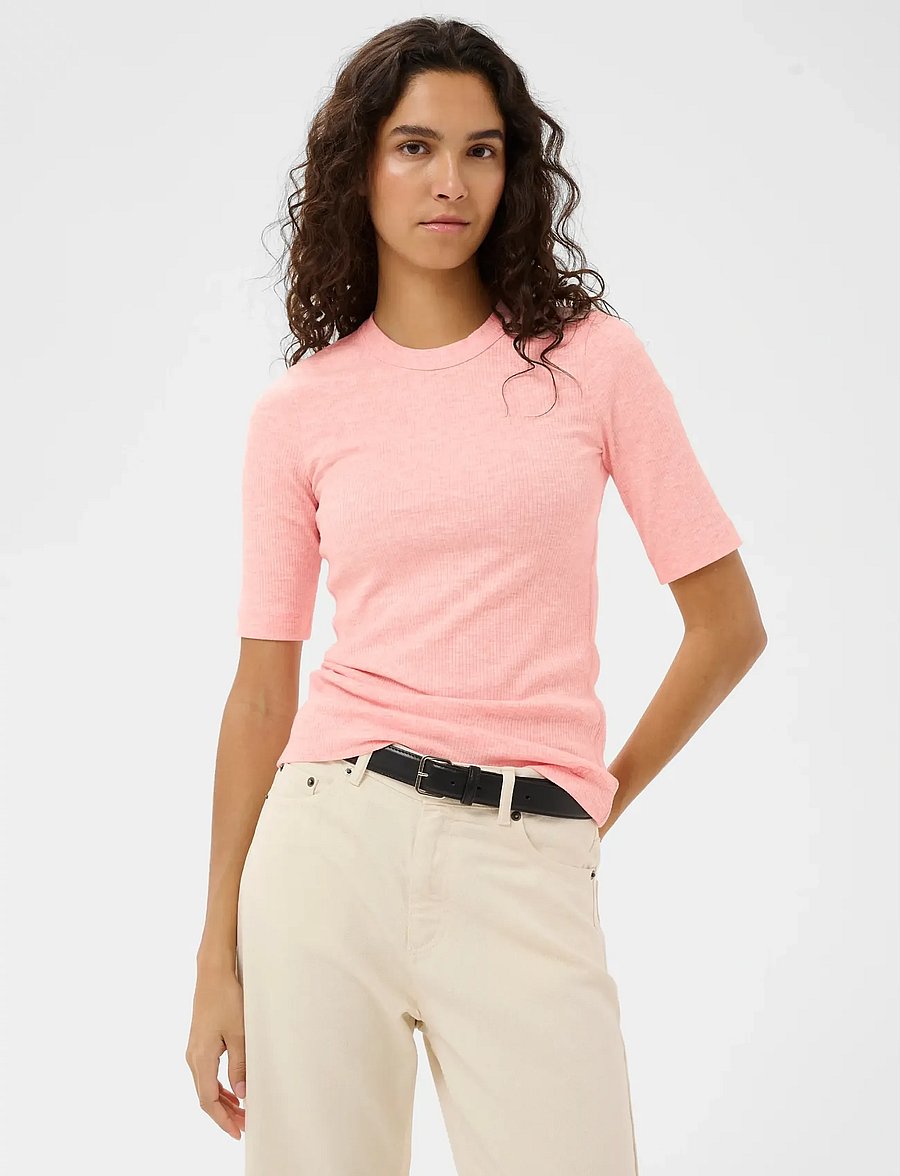 InWear - DagnaIW Melange T-Shirt - t-shirts - candy pink melange - 0