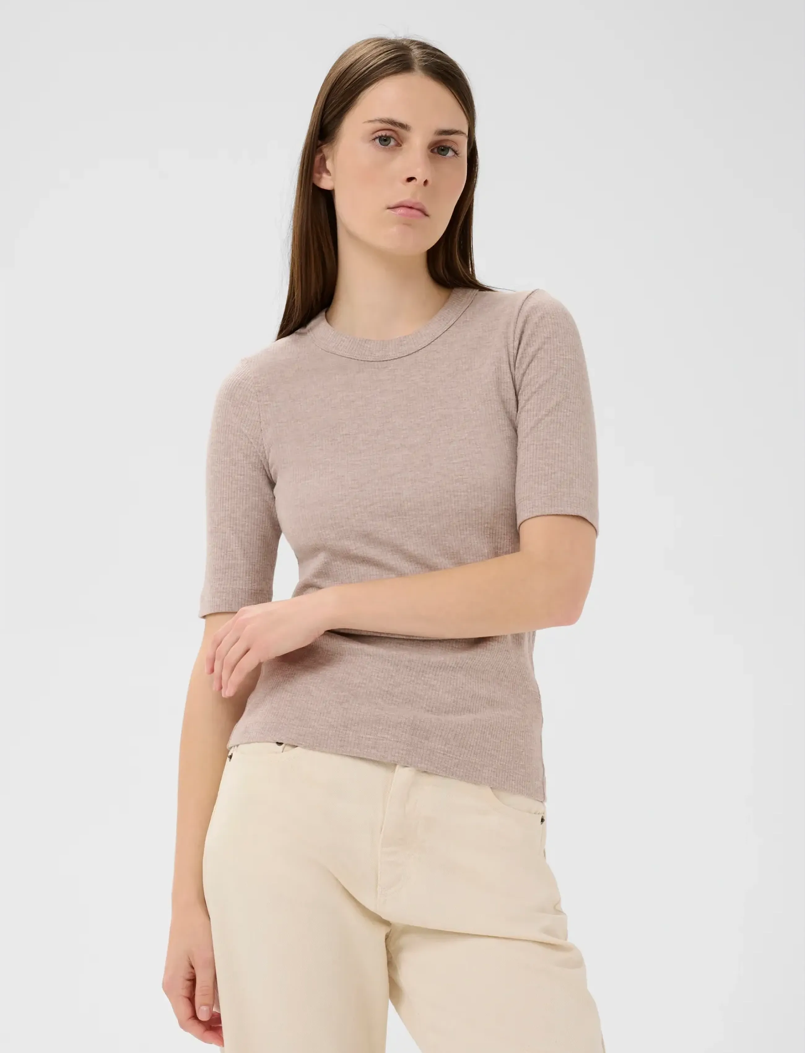 InWear DagnaIW Melange T-Shirt - T-shirts & Toppar - CHATEAU GRAY MELANGE / beige