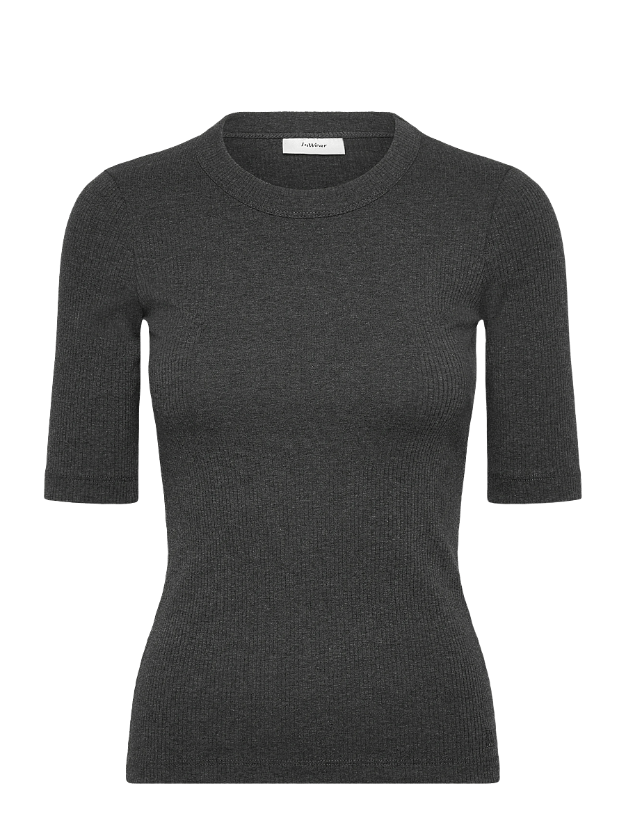 InWear - DagnaIW Melange T-Shirt - t-shirts - dark grey melange - 1