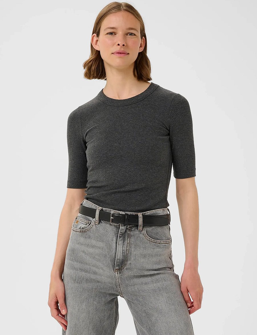 InWear - DagnaIW Melange T-Shirt - t-shirts - dark grey melange - 0