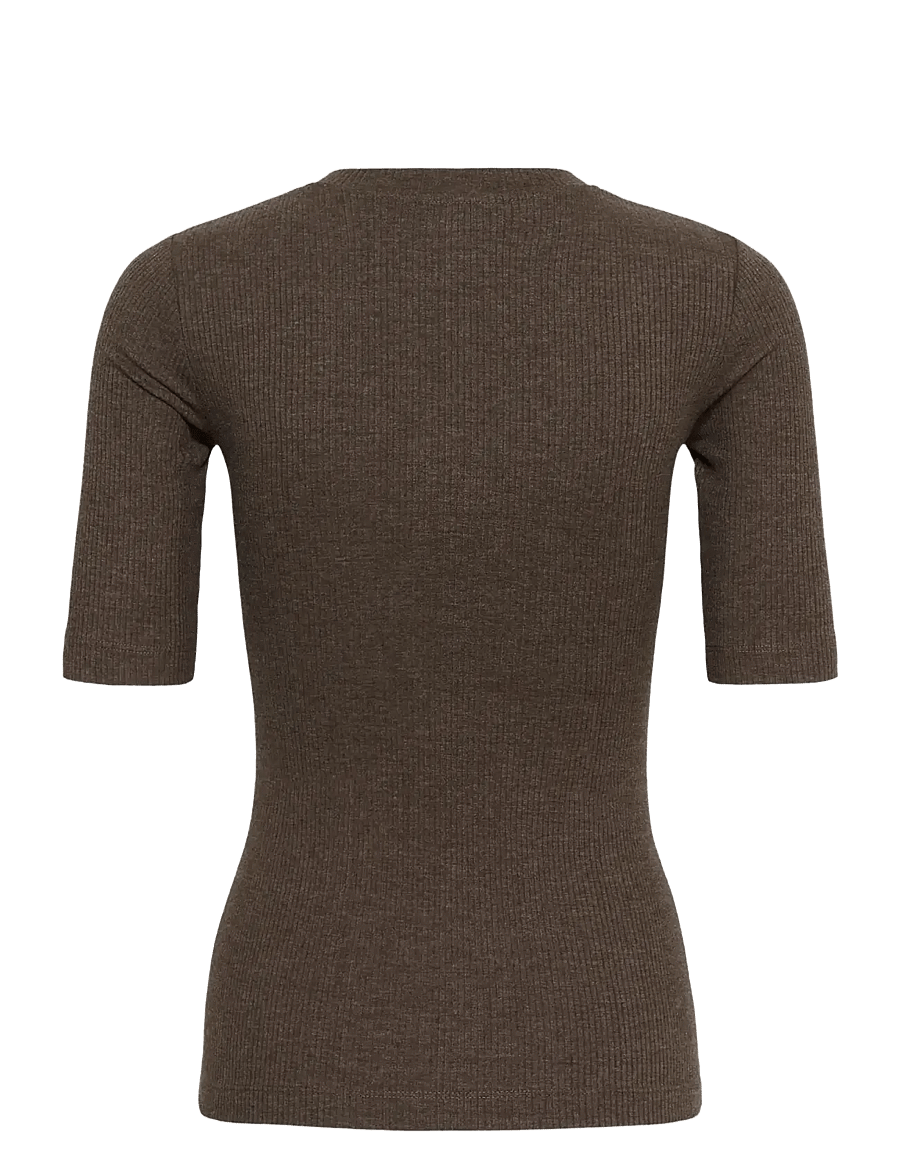 InWear - DagnaIW Melange V T-Shirt - t-shirts - chocolate brown melange - 2