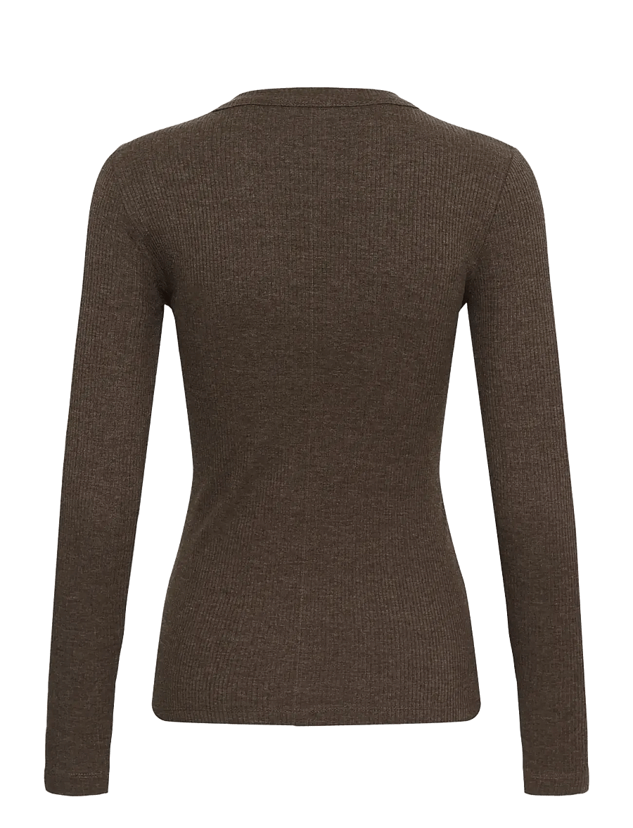 InWear - DagnaIW Melange T-Shirt LS - langärmlige tops - chocolate brown melange - 2