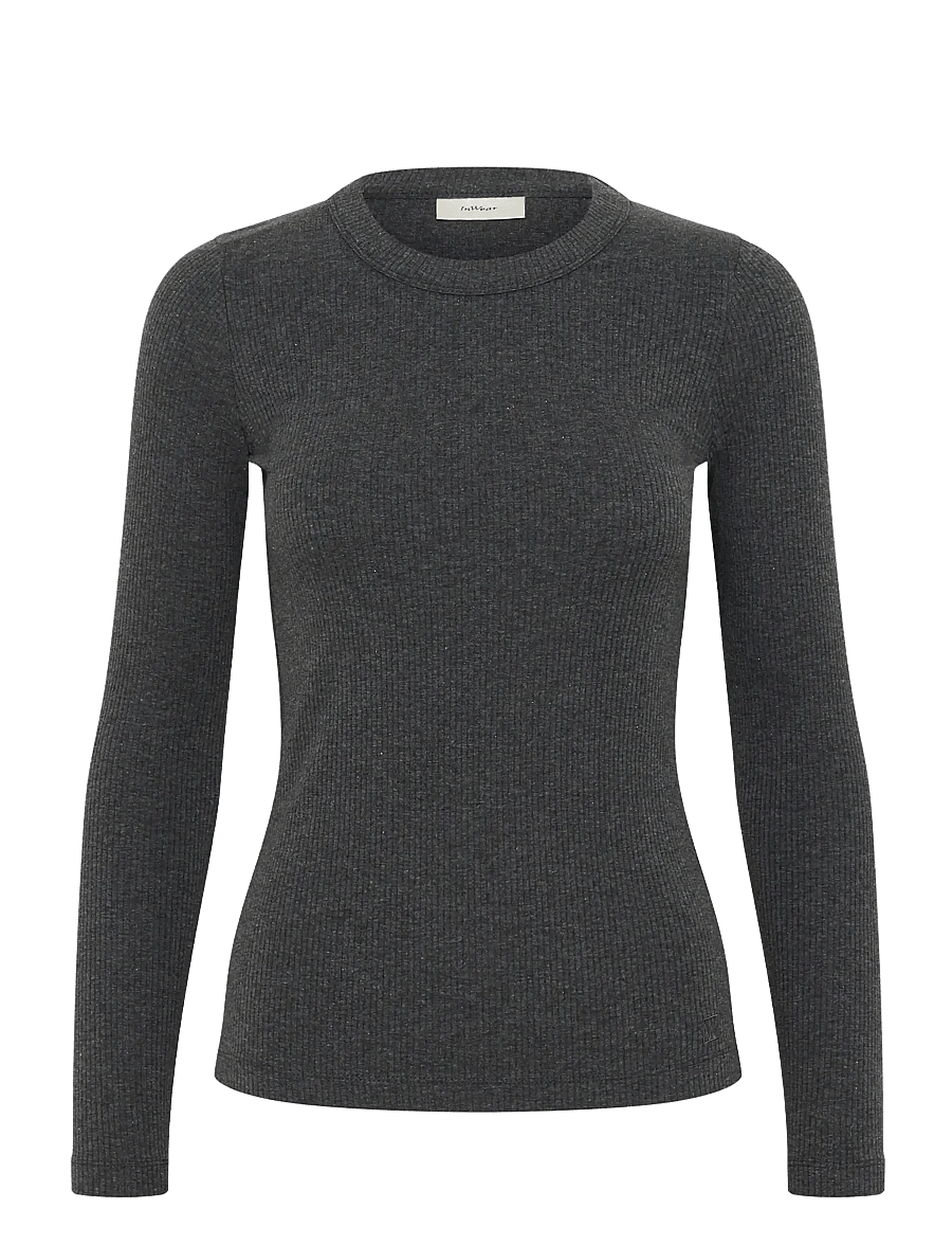 InWear - DagnaIW Melange T-Shirt LS - langärmlige tops - dark grey melange - 1