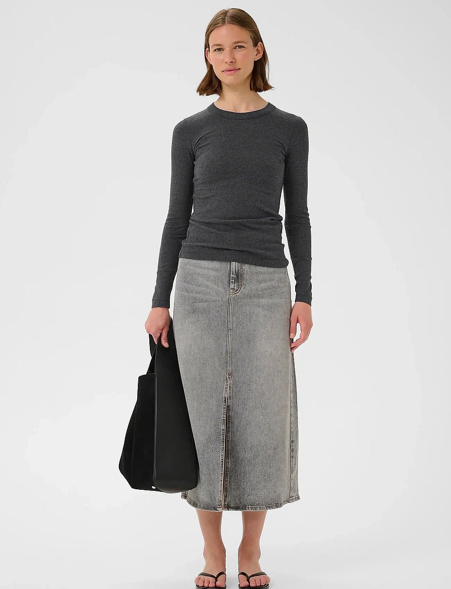 InWear - DagnaIW Melange T-Shirt LS - langärmlige tops - dark grey melange - 3