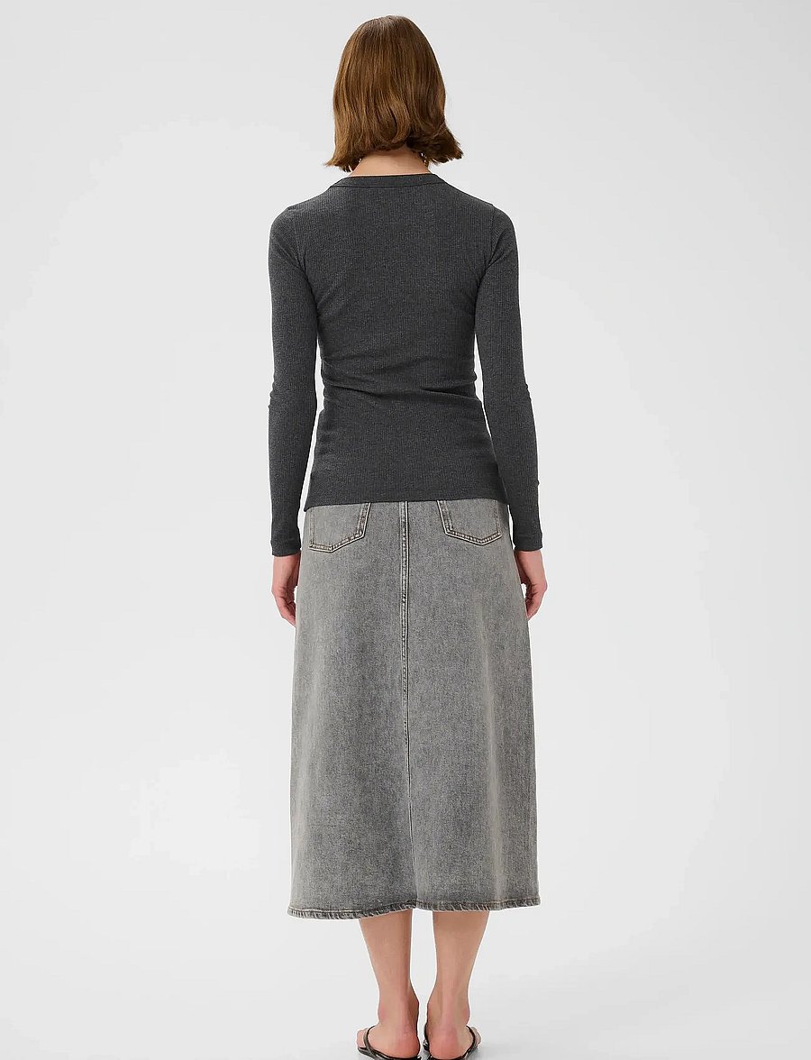 InWear - DagnaIW Melange T-Shirt LS - langärmlige tops - dark grey melange - 4