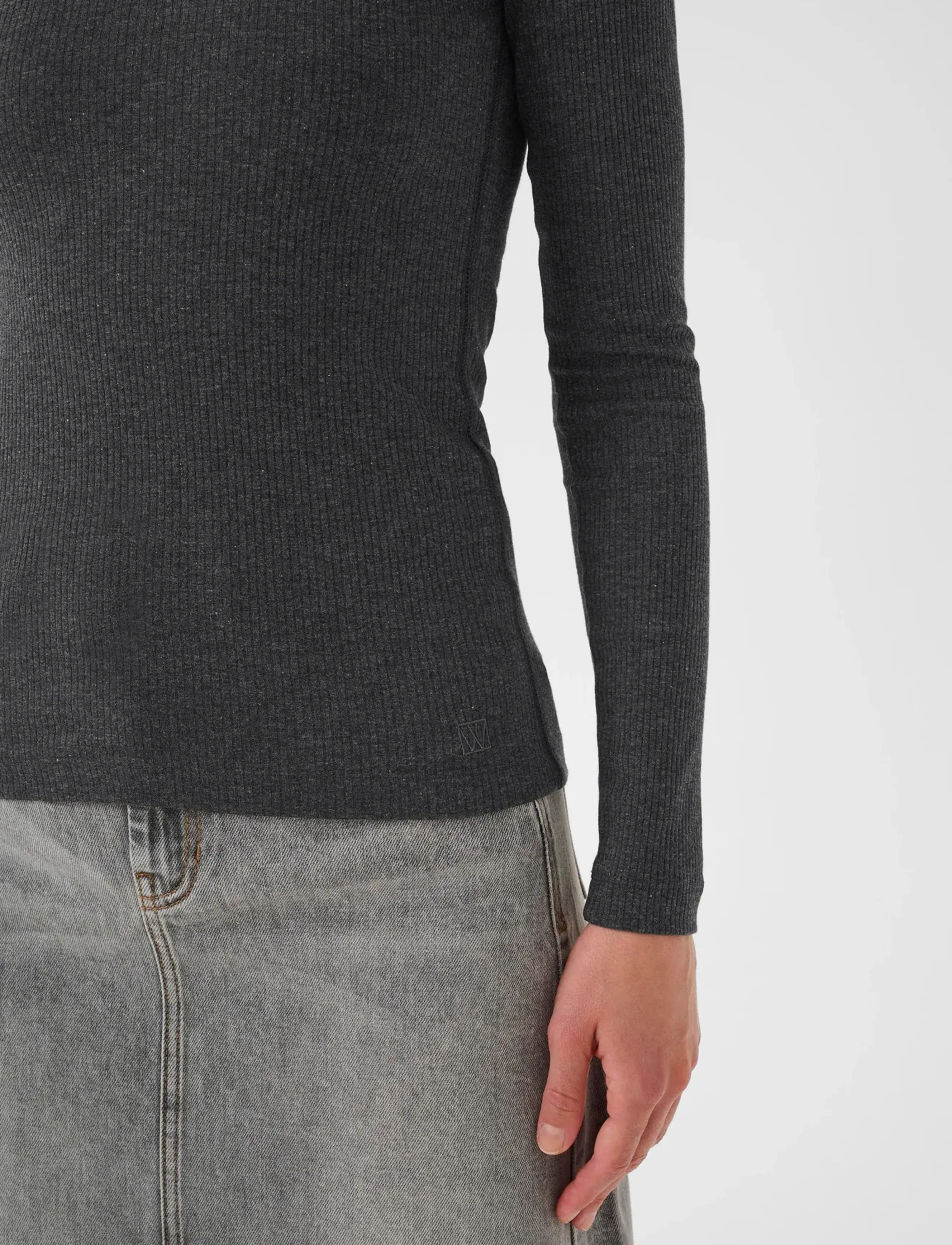 InWear - DagnaIW Melange T-Shirt LS - långärmade toppar - dark grey melange - 5