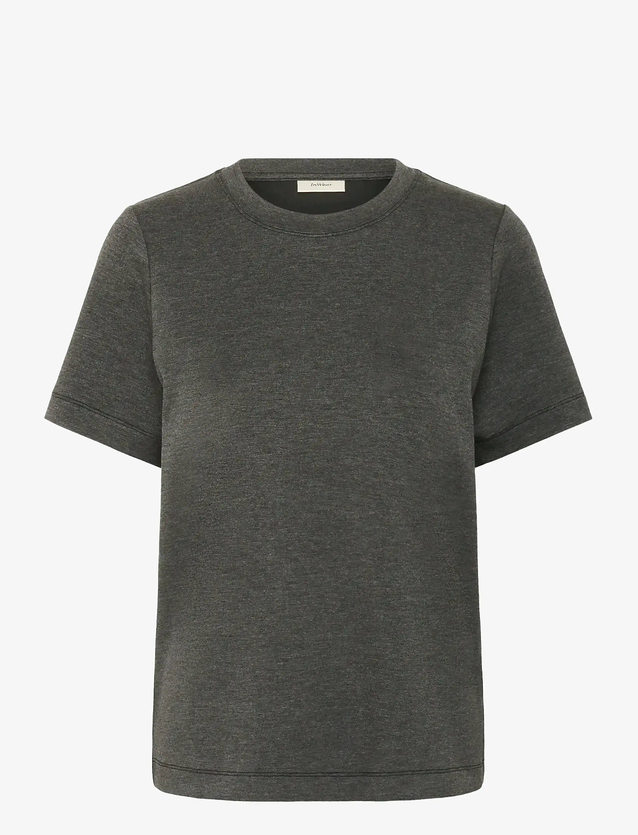 InWear - VincentIW Melange Karmen T-Shirt - t-shirts - dark grey melange - 1