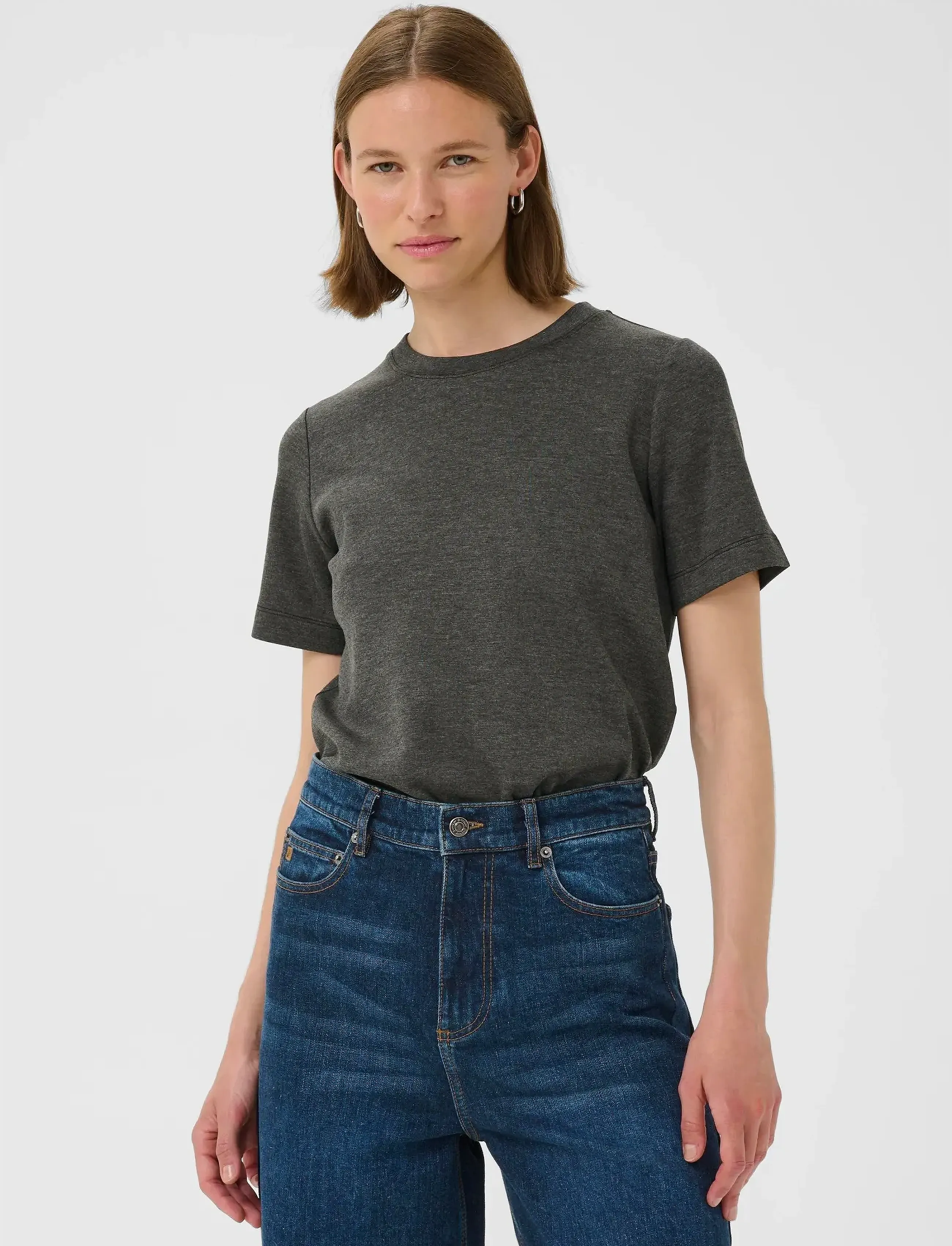 InWear Vincentiw Melange Karmen T-Shirt, XXS, T-shirts & Oberteile, Grau - Short-sleeved, Frauen