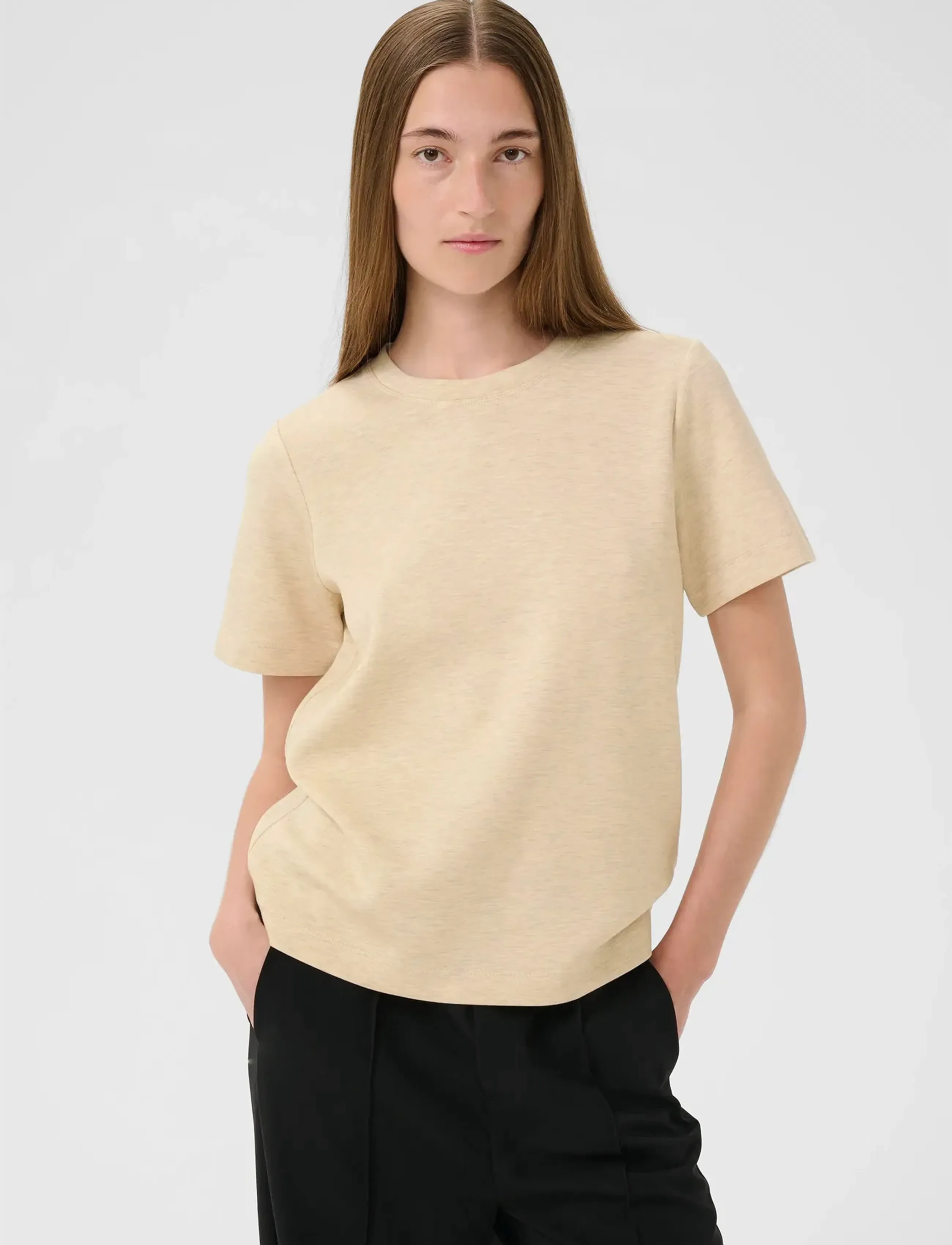 InWear Vincentiw Melange Karmen T-Shirt, XXL, T-shirts & Oberteile, Creme - Short-sleeved, Frauen