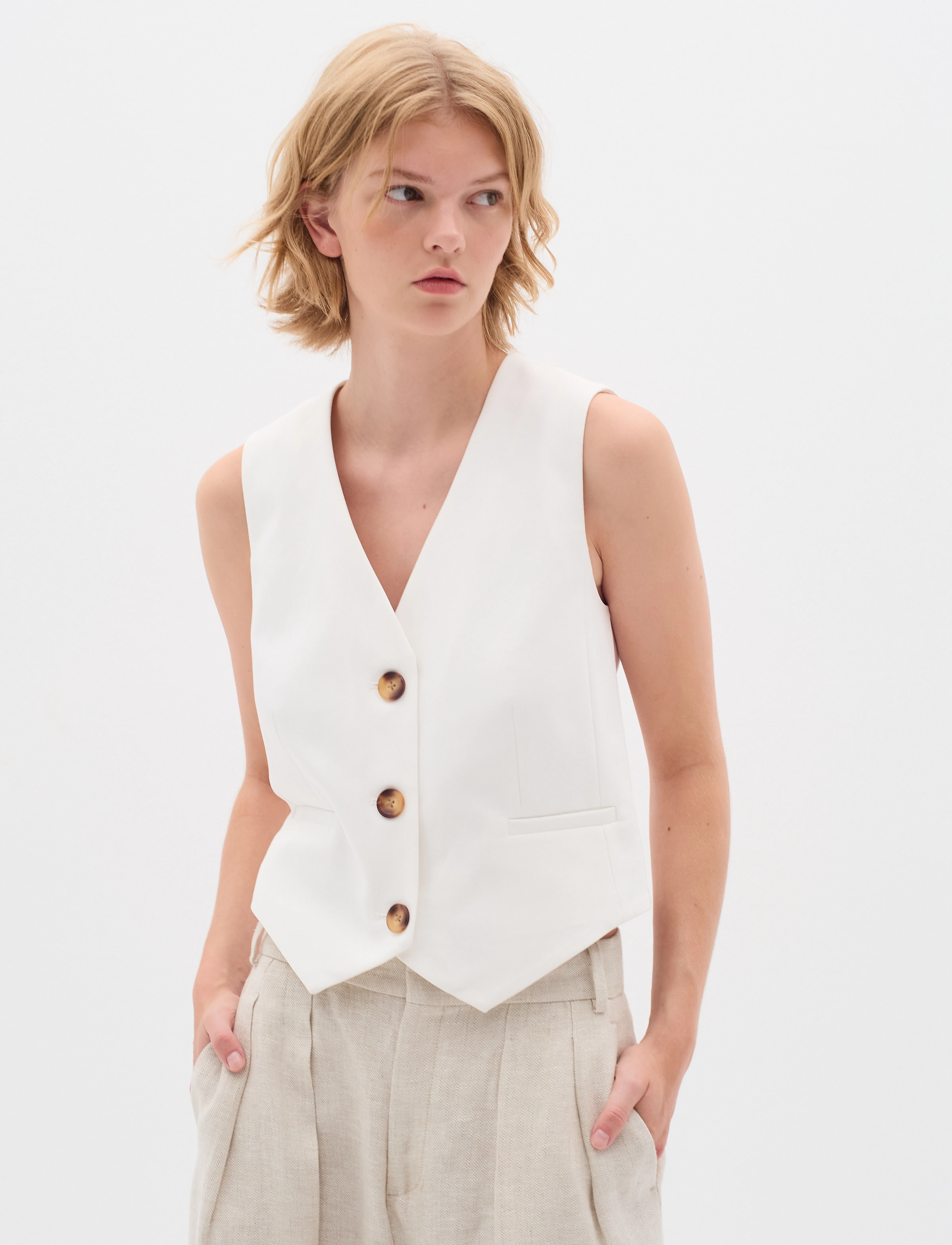 InWear Zellaiw Waistcoat, 32, White, Veste > Strikkede Veste, Dame