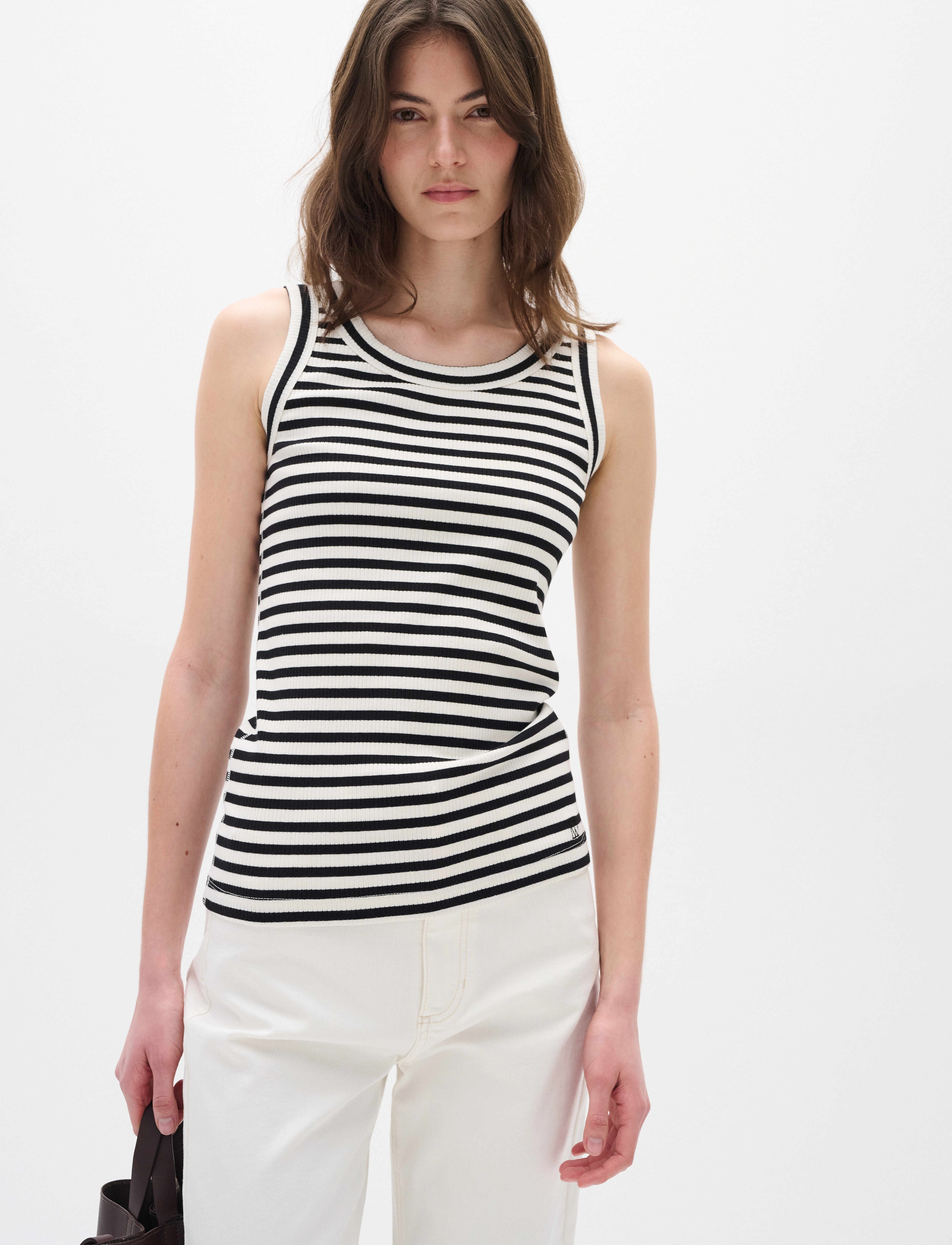 InWear - DagnaIW Striped Tank - hihattomat paidat - black / whisper white - 0