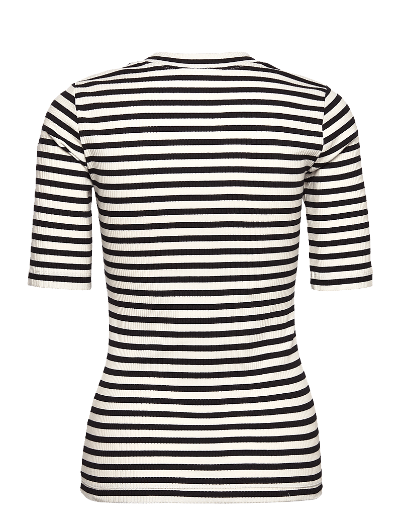 InWear - DagnaIW Striped V T-Shirt - t-shirts - black / whisper white - 2