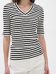 InWear - DagnaIW Striped V T-Shirt - t-shirts - black / whisper white - 2