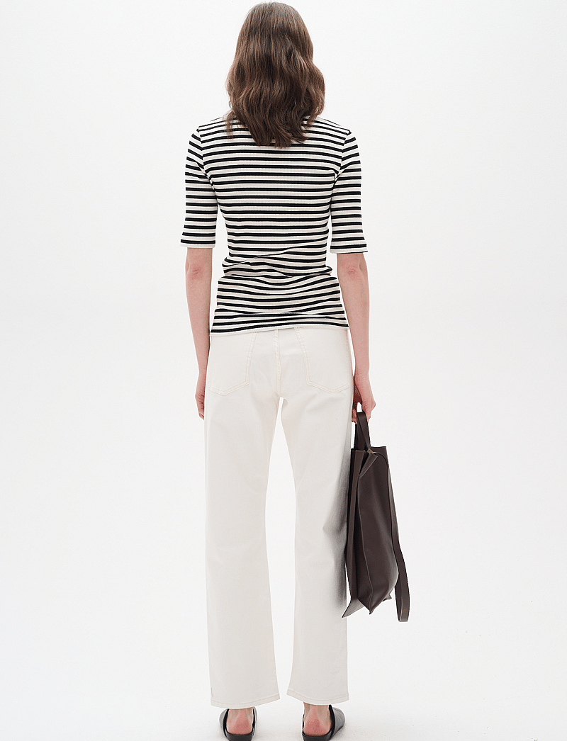 InWear - DagnaIW Striped V T-Shirt - t-shirts - black / whisper white - 4