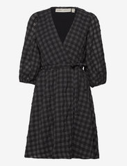 AlexIW Wrap Dress - GREY CHECK