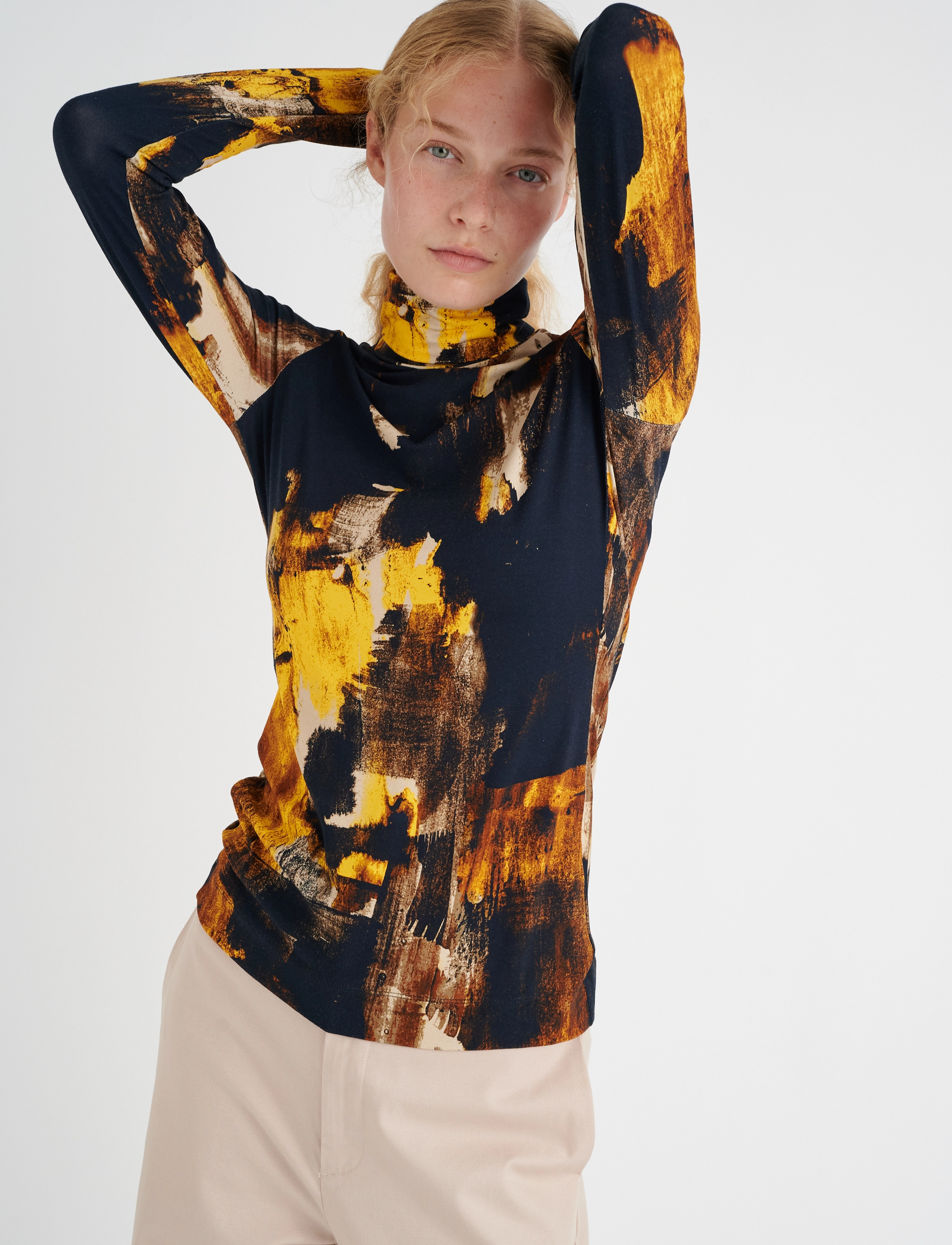 InWear - MusaIW Printed Rollneck - yellow art painting - 2