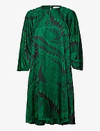 KantaIW Dress - GREEN PEACOCK FEATHERS
