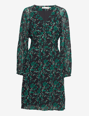 KirstieIW Short Dress - GREEN PAINTED FLOWERS