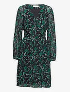 KirstieIW Short Dress - GREEN PAINTED FLOWERS
