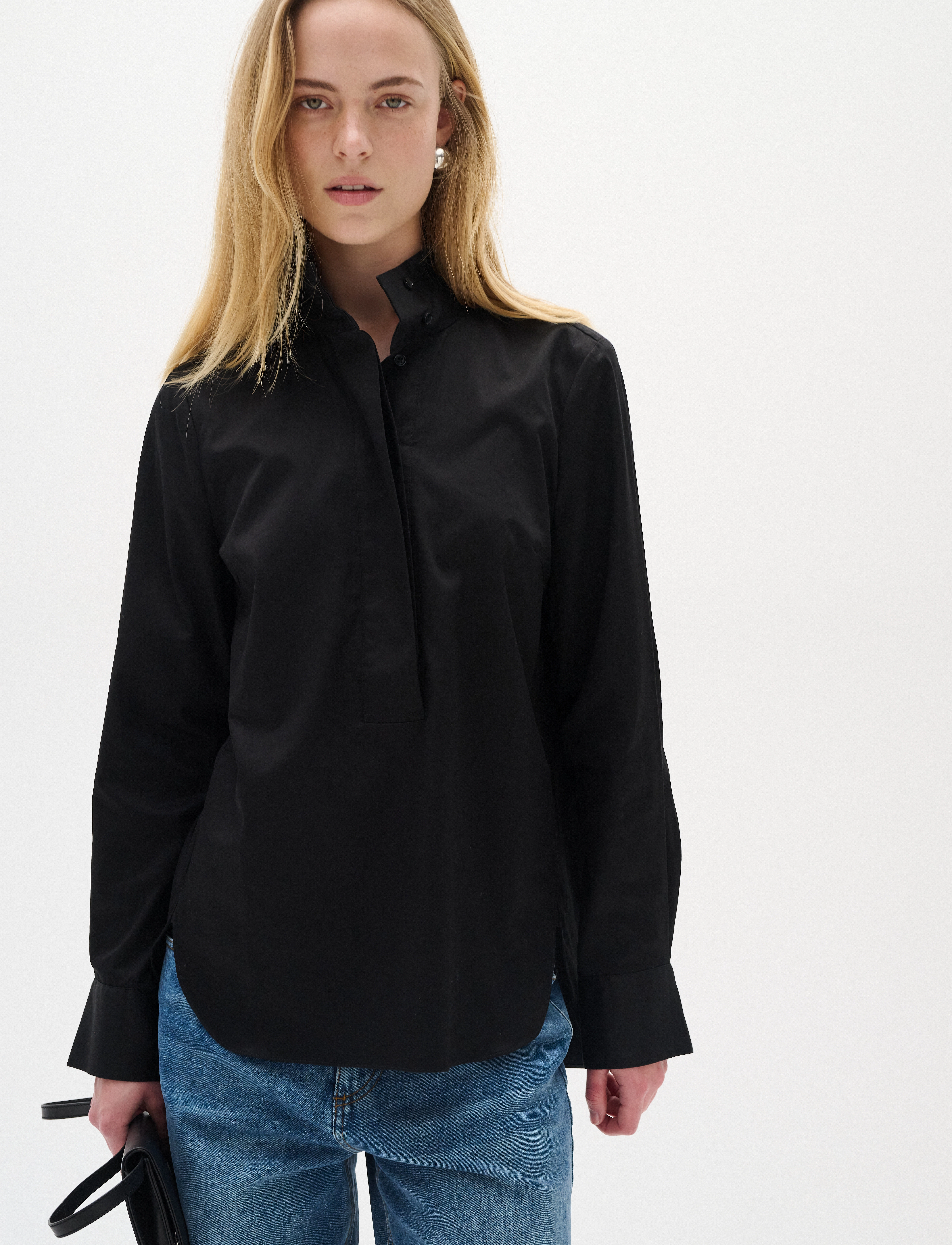 InWear Keixiw Shirt, Kvinder, Kinakrave Popover Skjorte, Sort, Str: 34