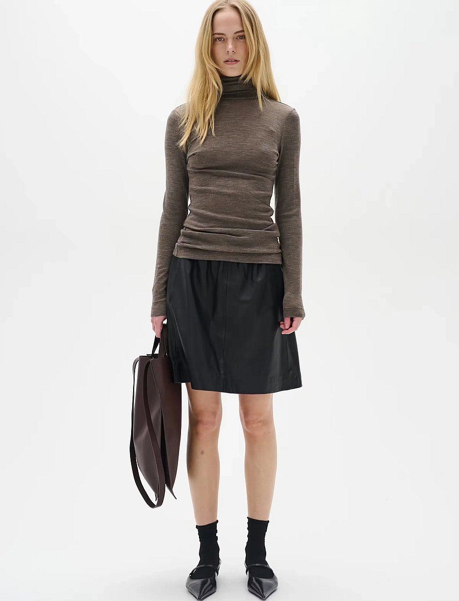 InWear - WookIW Short Skirt - leather skirts - black - 0