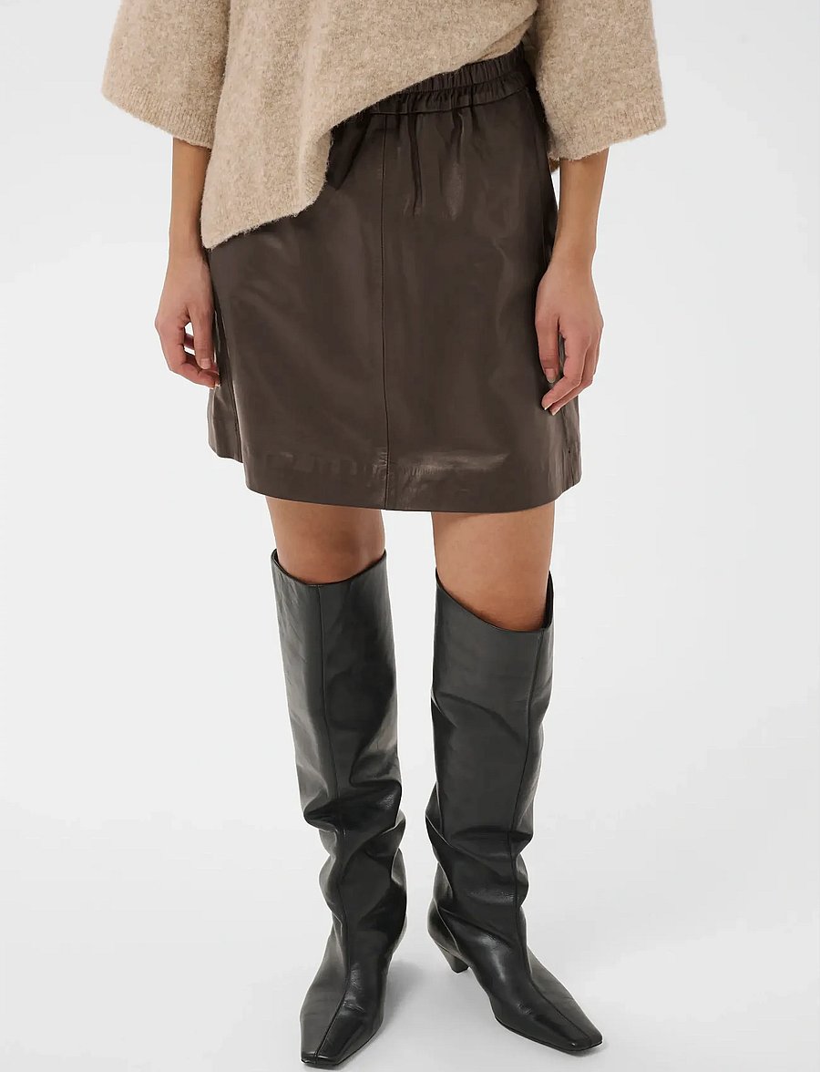 InWear - WookIW Short Skirt - nahkseelikud - coffee bean - 0