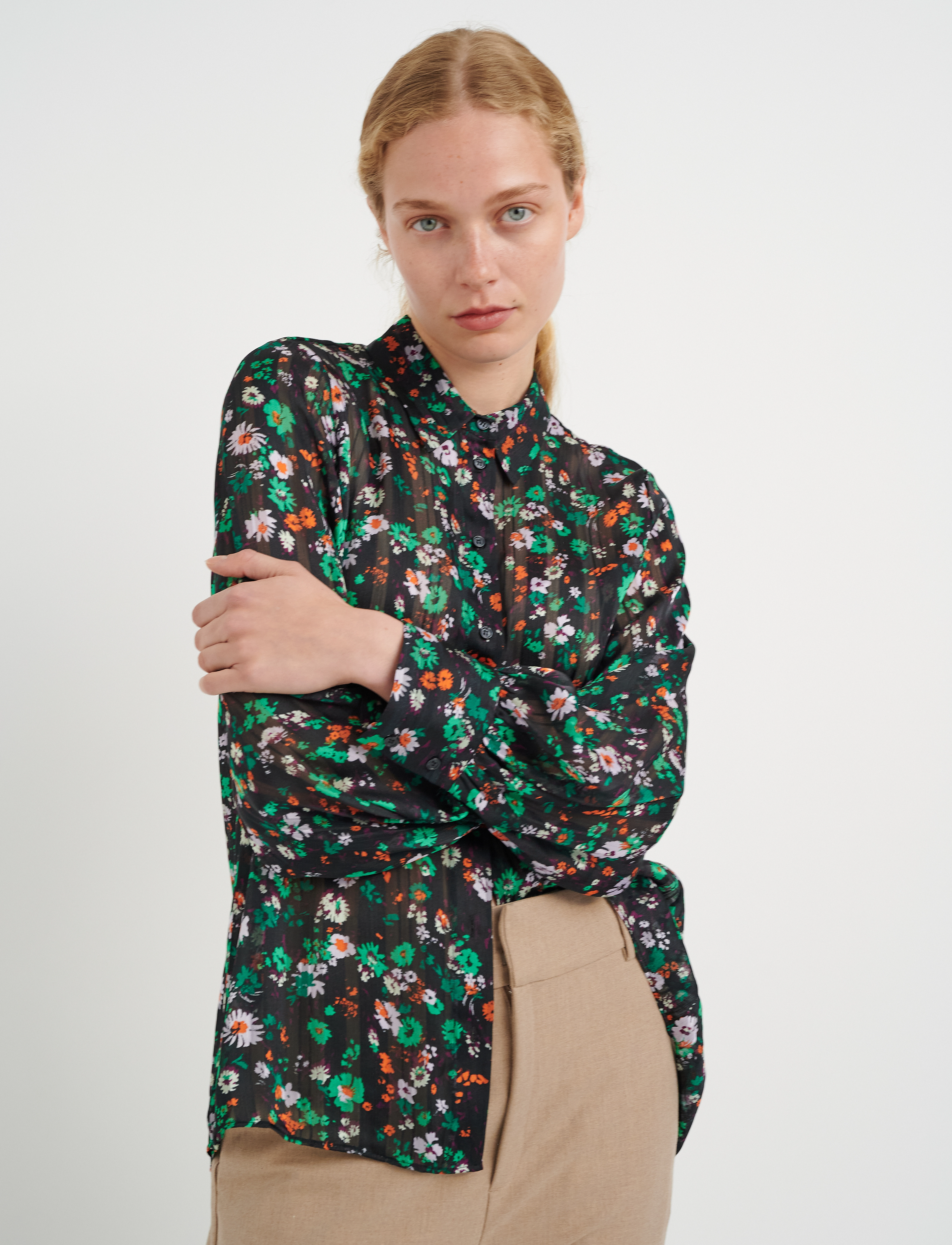 InWear SeciaIW Shirt - Hemden - GREEN MULTICOLOUR FLOWER / black