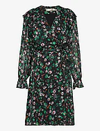 SeciaIW Wrap Dress - GREEN MULTICOLOUR FLOWER