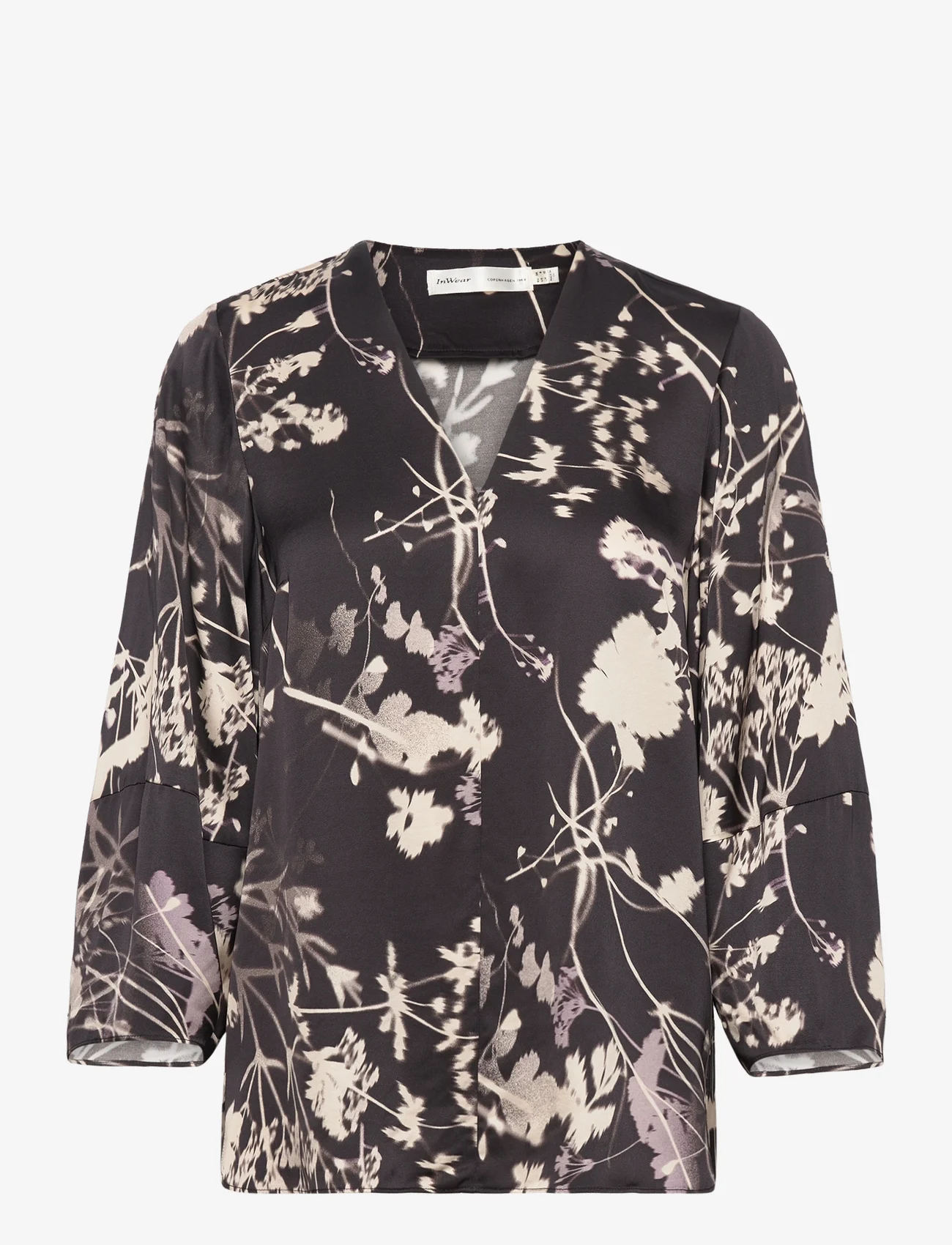 InWear - SelimaIW Blouse - long-sleeved blouses - black flower silhouette - 0