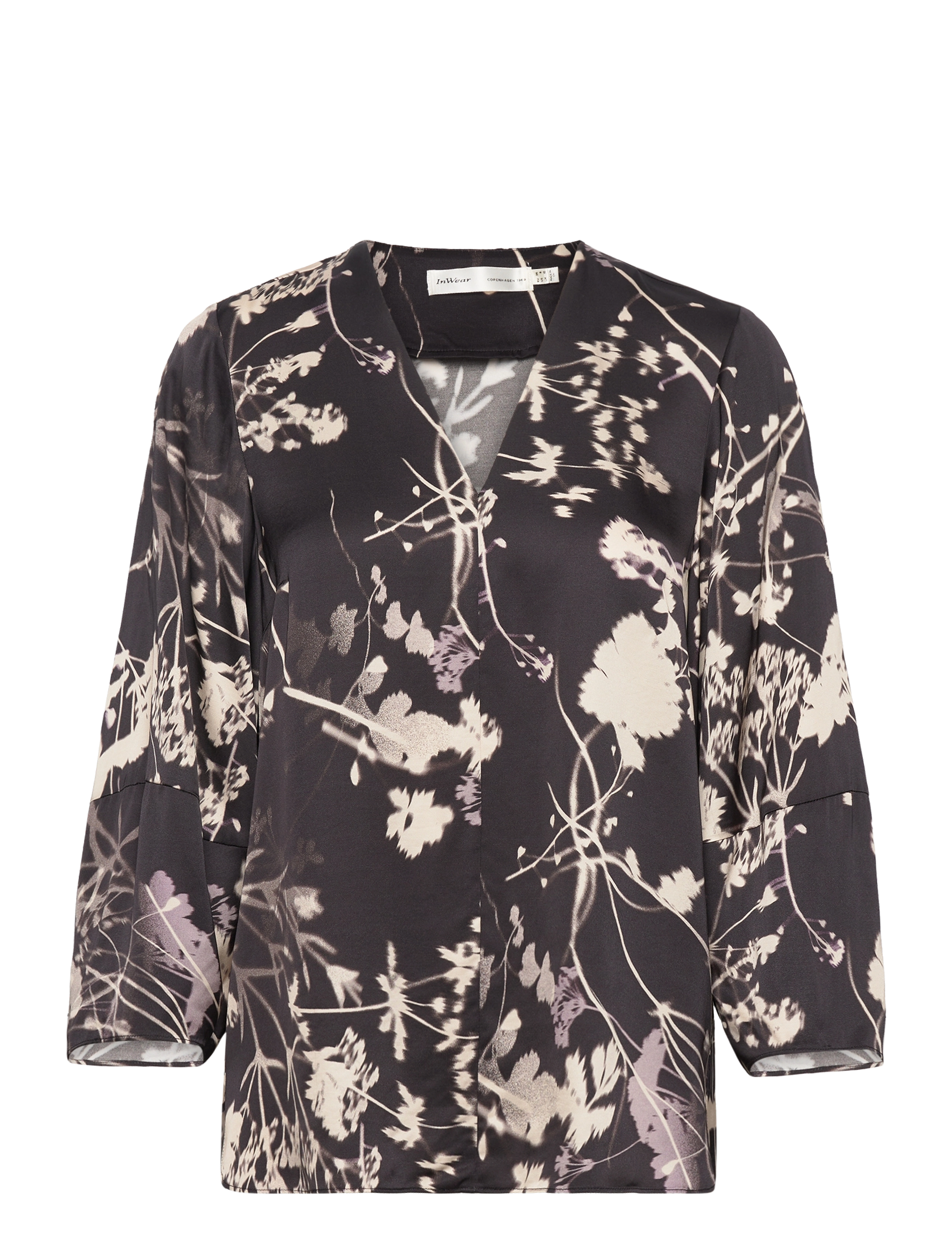 InWear - SelimaIW Blouse - black flower silhouette - 1