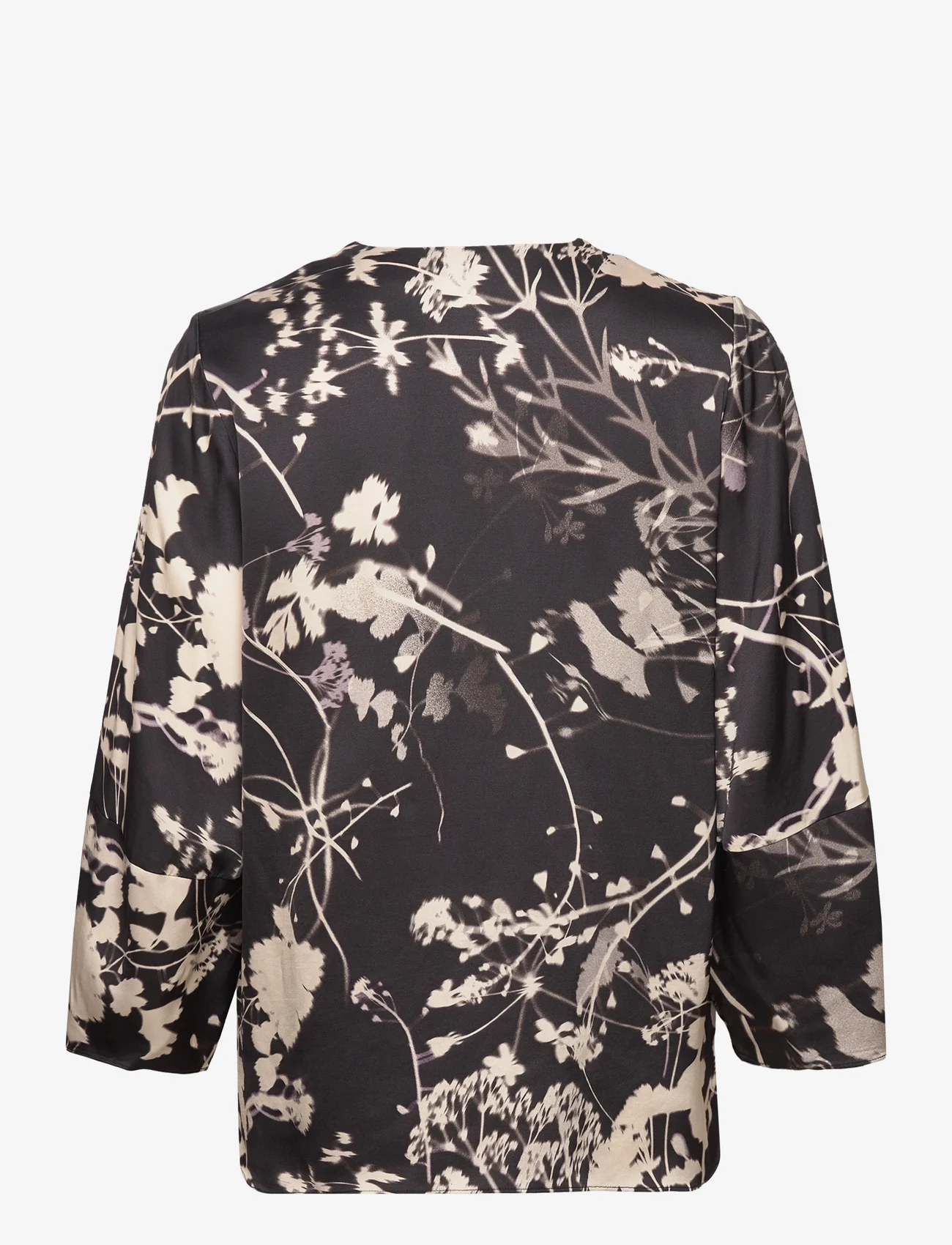InWear - SelimaIW Blouse - long-sleeved blouses - black flower silhouette - 1