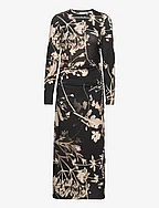 RuthIW Print Dress - BLACK LARGE FLOWER SILHOUETTE