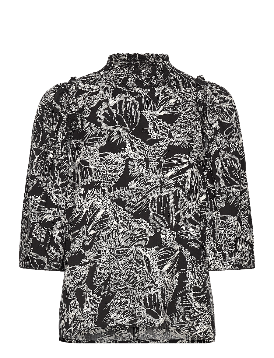 InWear - DamaraIW Smock Blouse - kortærmede bluser - graphic abstract butterfly - 1