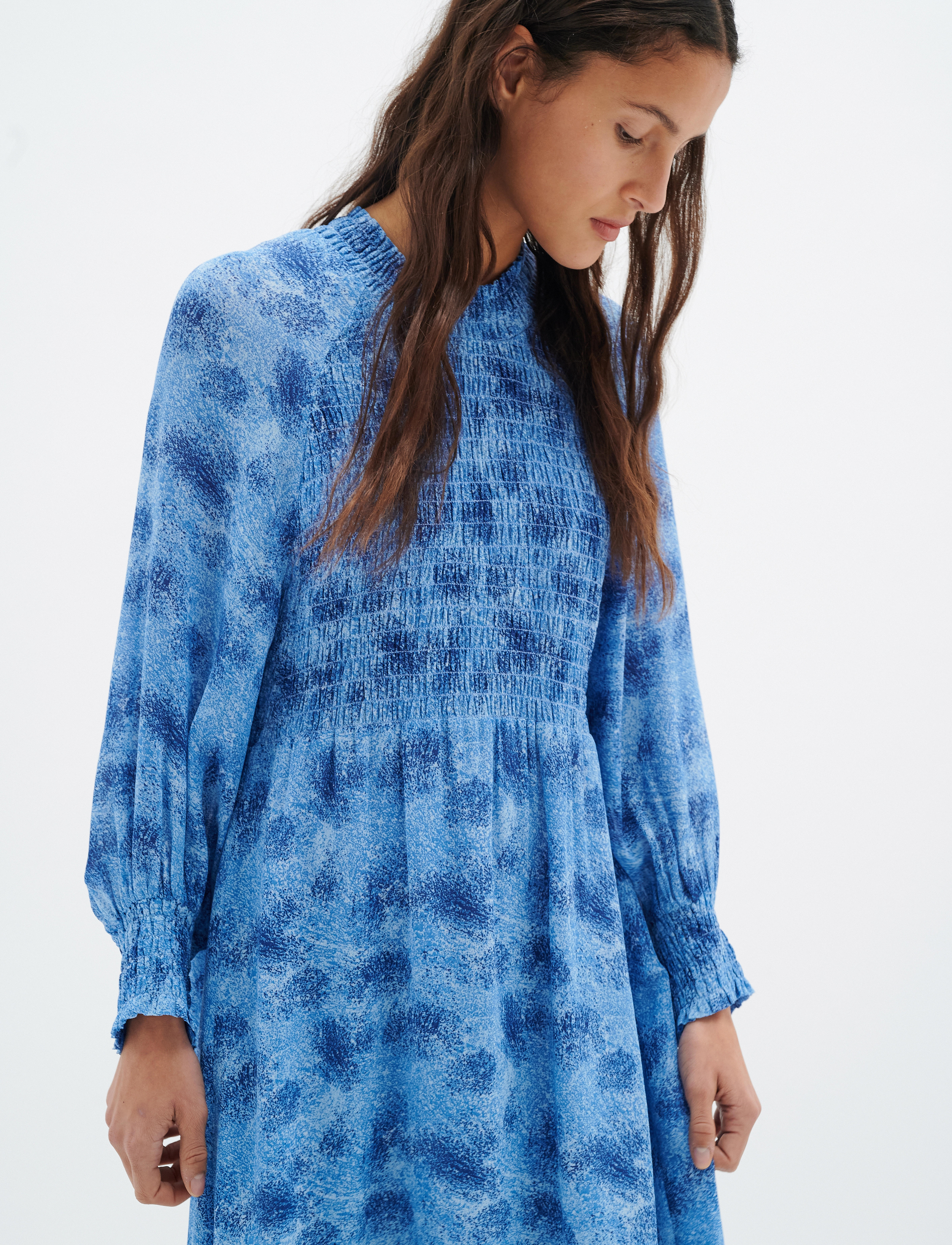 InWear Davilaiw Long Dress, Kvinder, Højhalset Lang Kjole, Blå, Str: 40