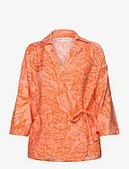 DritaIW Blouse - CANTALOUPE BIG ABSTRACT BUTTER
