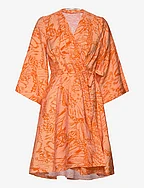 DritaIW Wrap Dress - CANTALOUPE BIG ABSTRACT BUTTER