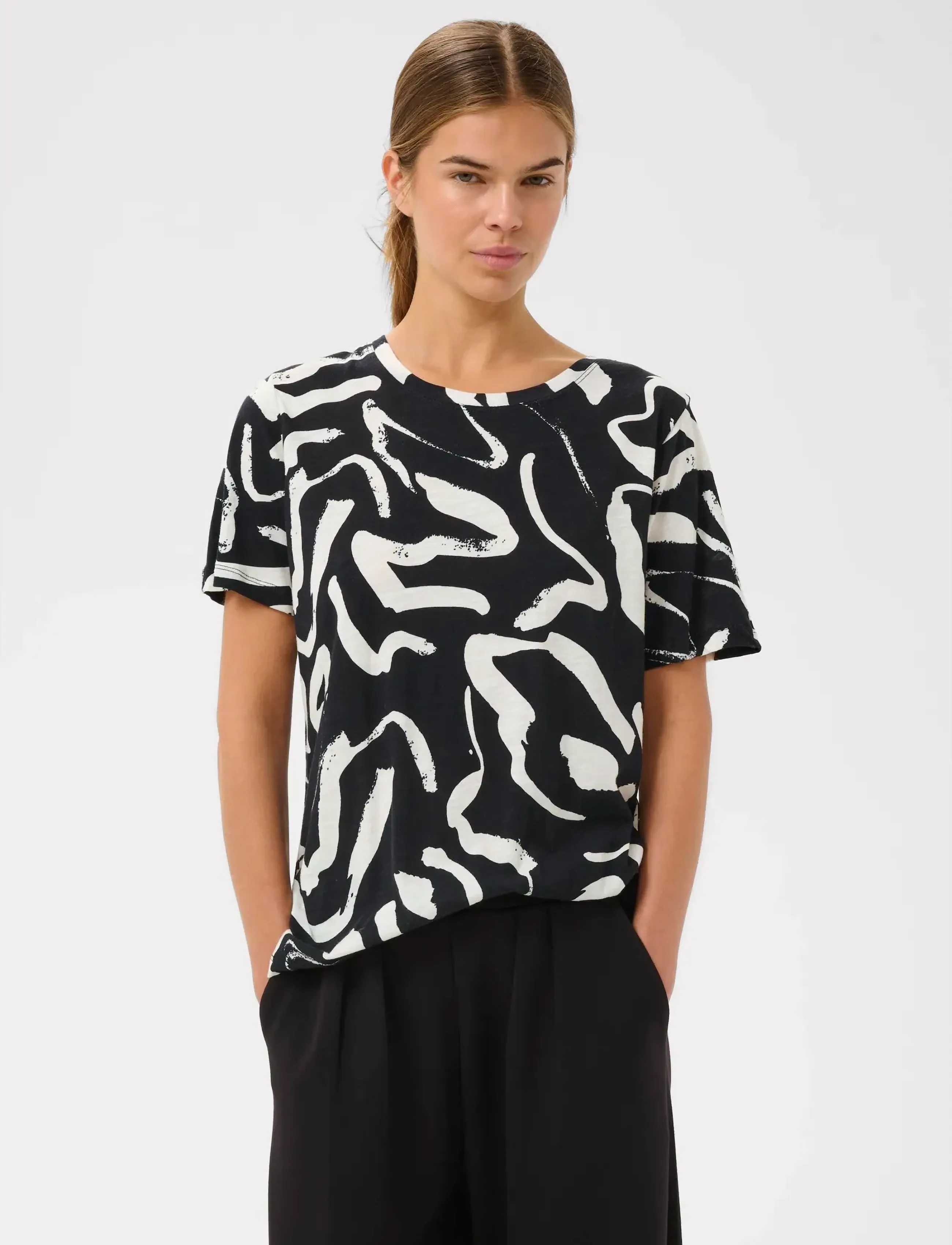 InWear ALMAIW PRINT TSHIRT - InWear - BLACK ART STROKES 1 / black