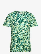 AlmaIW Print Tshirt - GREEN PAINTED FLOWER