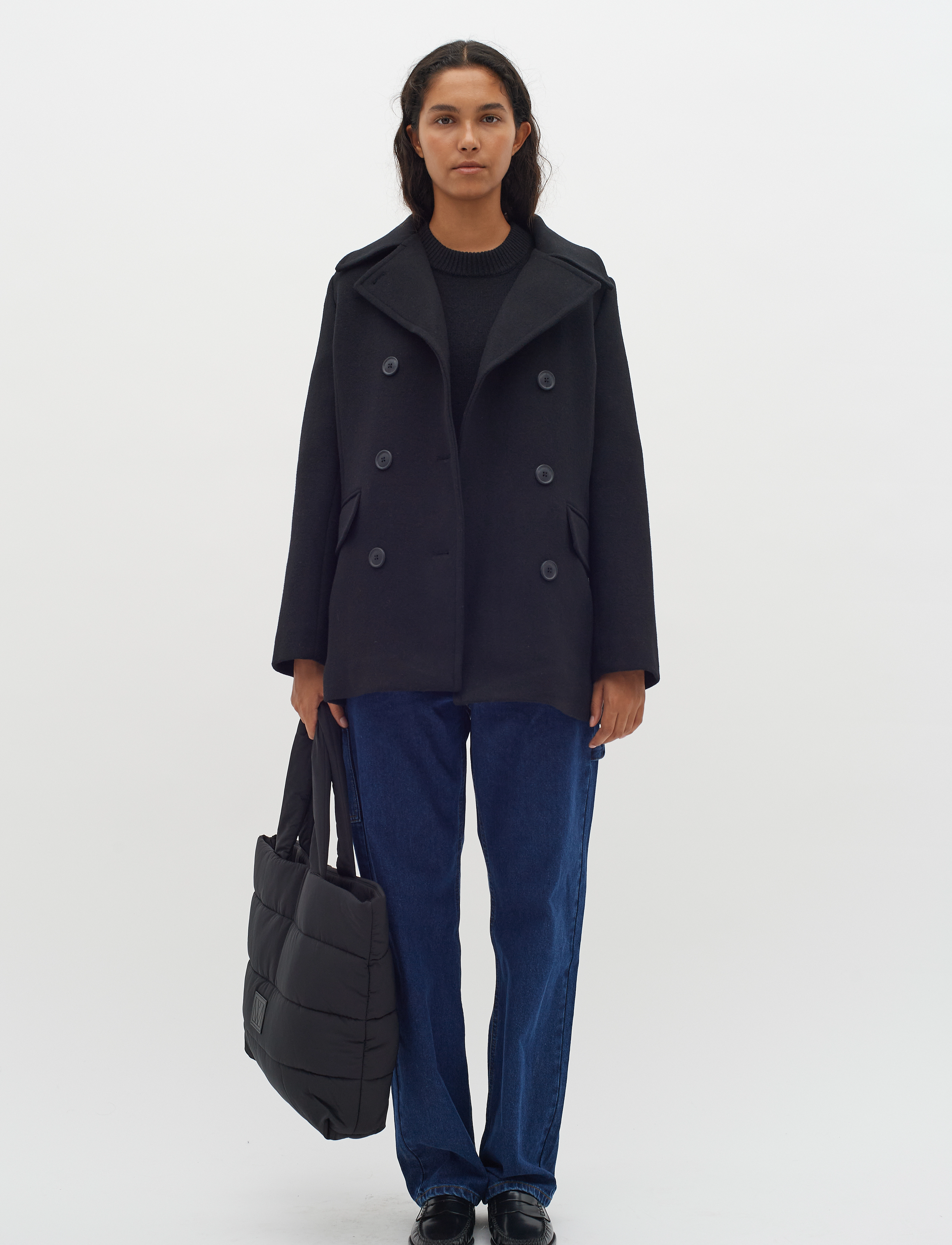 InWear - PerryIW Sailor Coat - lyhyet villakangastakit - black - 3