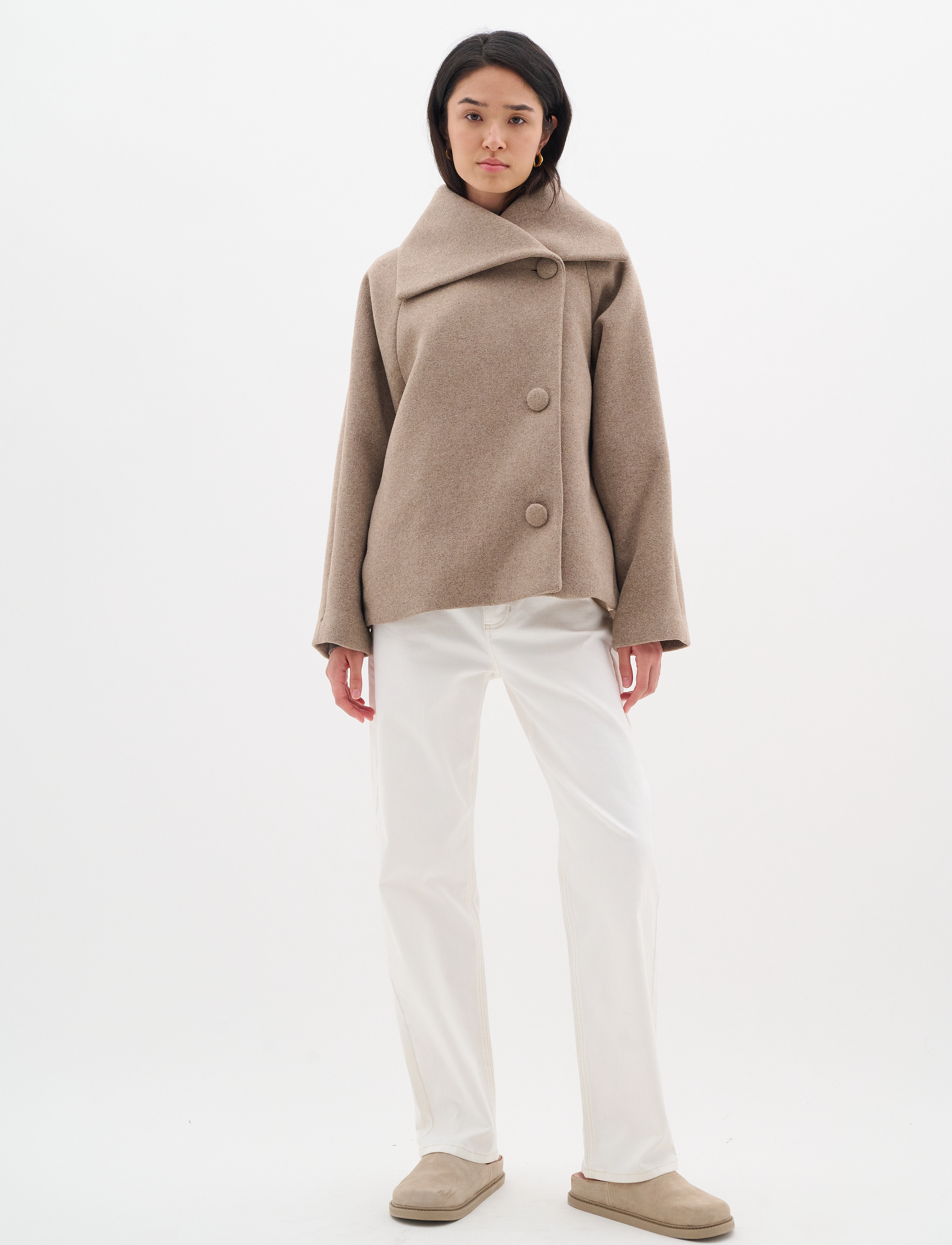 InWear - PerryIW Short Coat - lyhyet villakangastakit - sandy grey melange - 3