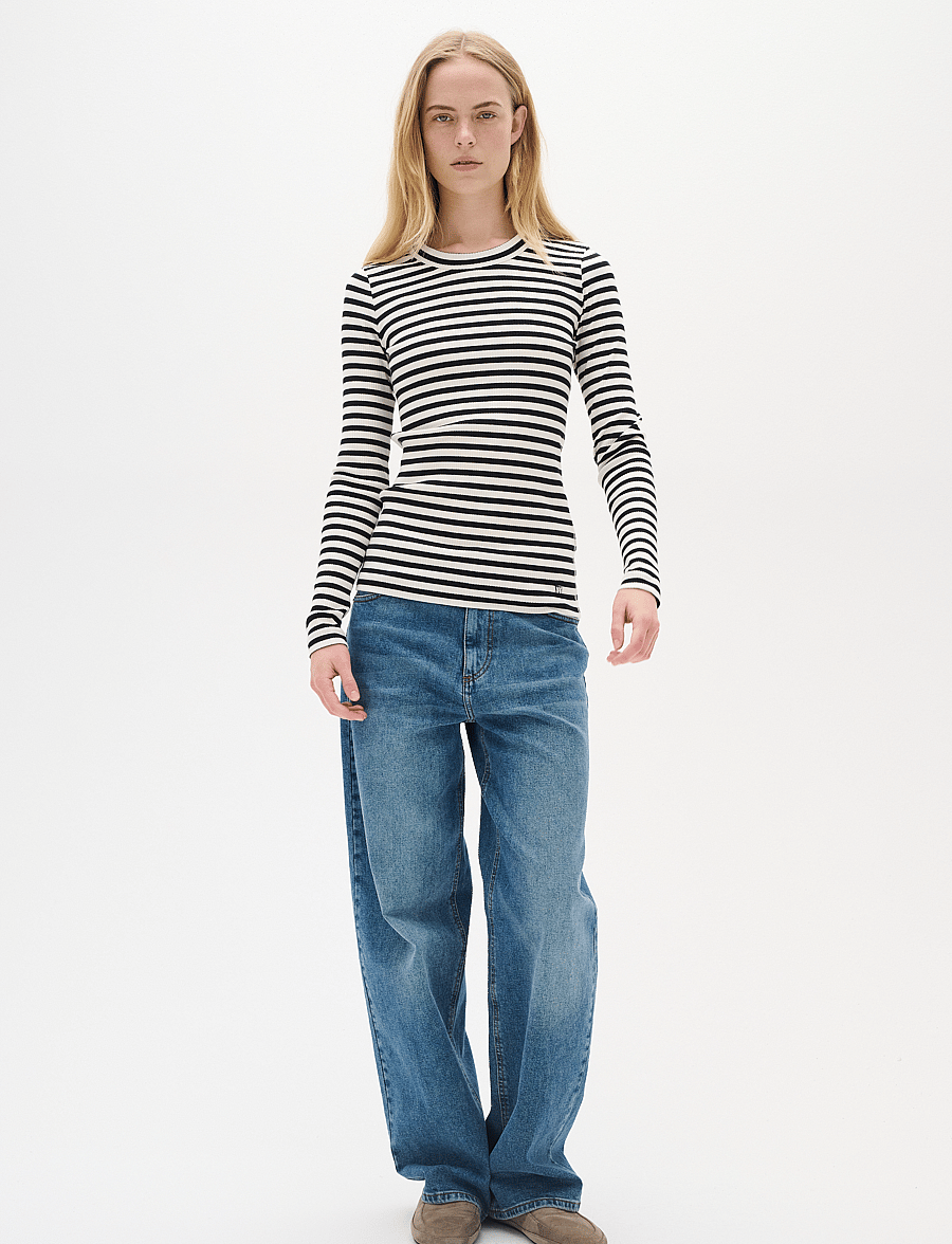 InWear - DagnaIW Striped Tshirt LS - långärmade toppar - black / whisper white - 0