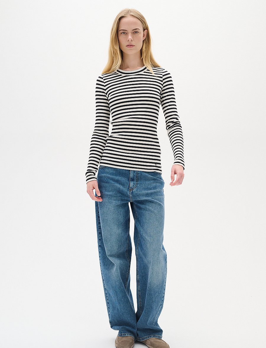 InWear - DagnaIW Striped Tshirt LS - långärmade toppar - black / whisper white - 3