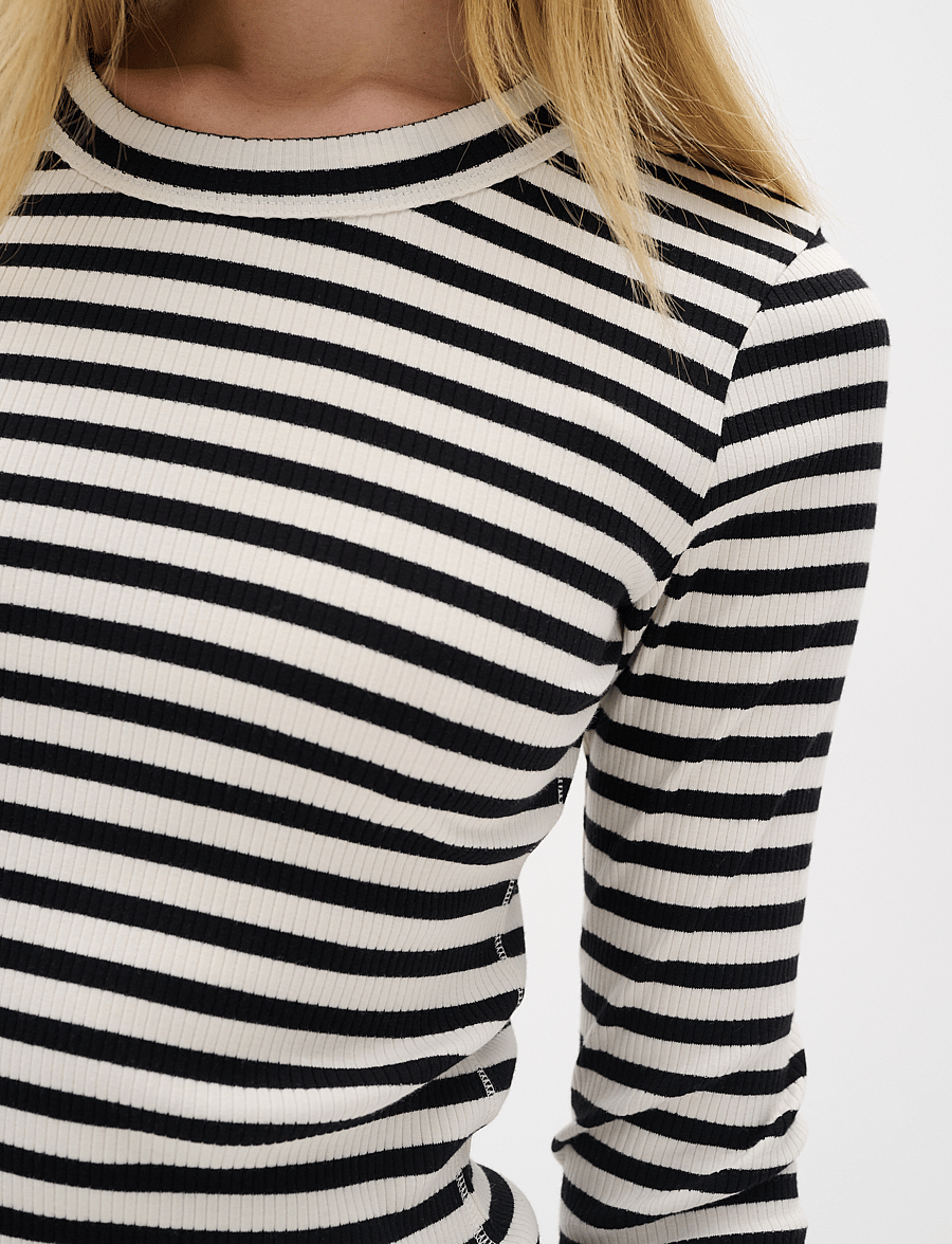 InWear - DagnaIW Striped Tshirt LS - långärmade toppar - black / whisper white - 5