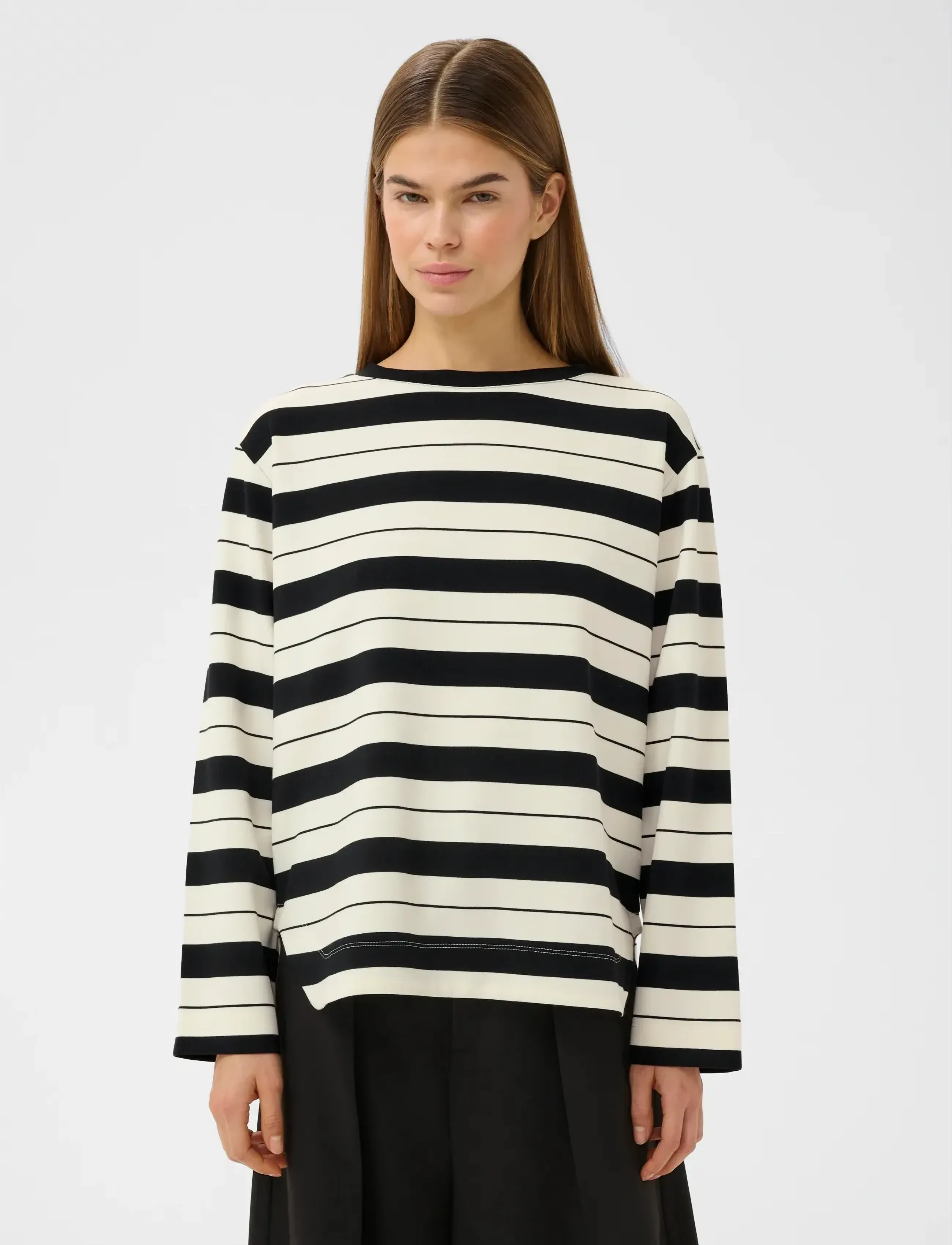 InWear GincentIW Crewneck - Strickmode - WHISPER W/B LARGE STRIPES / black
